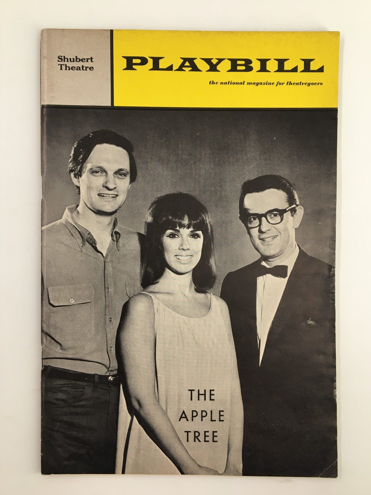 1966 Playbill for The Apple Tree featuring cast members Larry Blyden and Alan Alda, showcased on the cover of the program from the Sam S. Shubert Theatre.