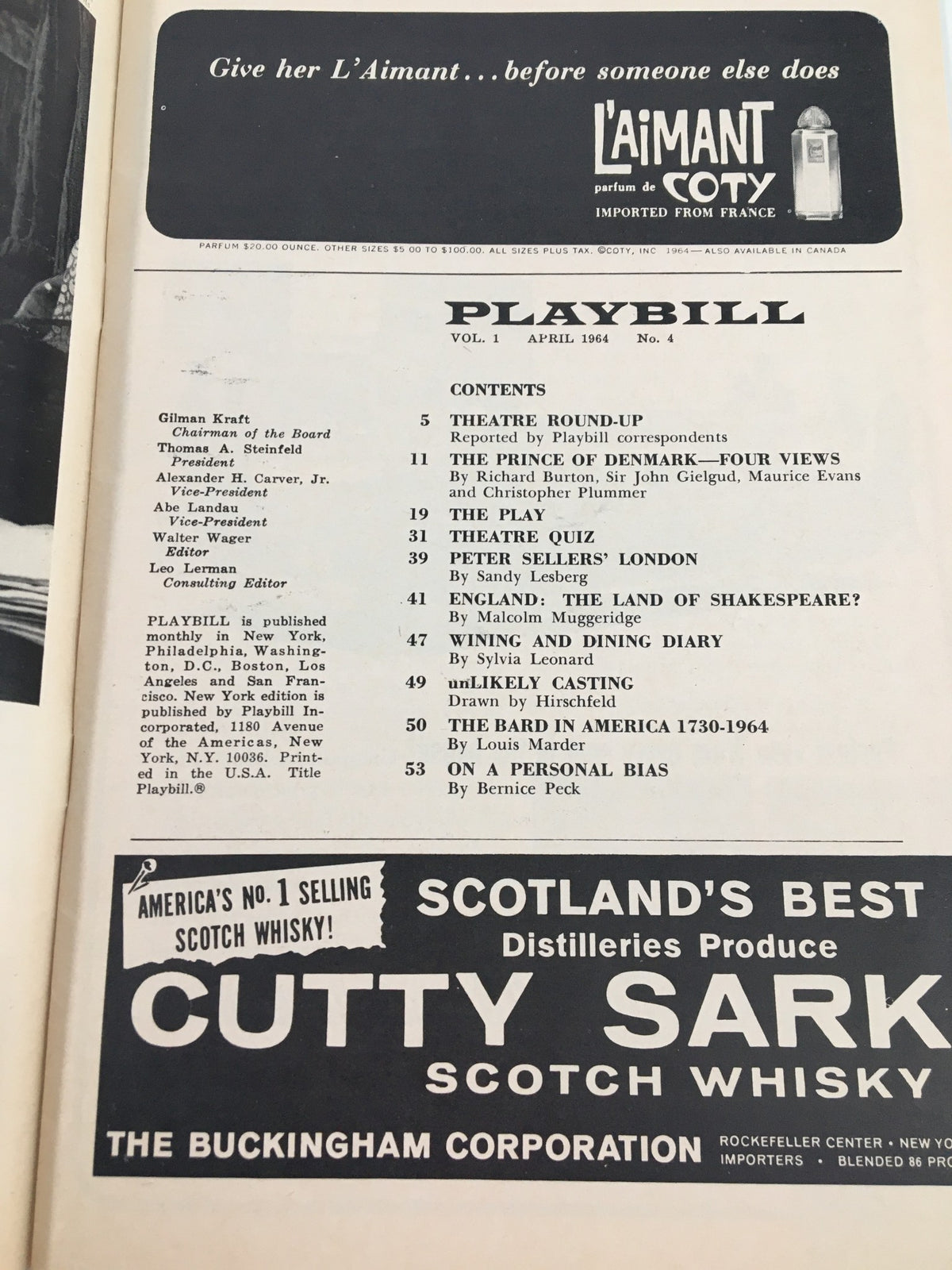 1964 Playbill The Music Box featuring the contents page highlighting performances and theater events, capturing the essence of classic Broadway