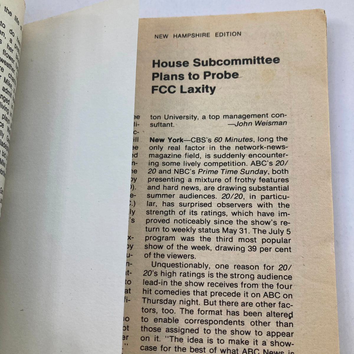 An interior page of the TV Guide Magazine August 4, 1979, New Hampshire Edition discussing FCC-related topics, highlighting television programming during that era.