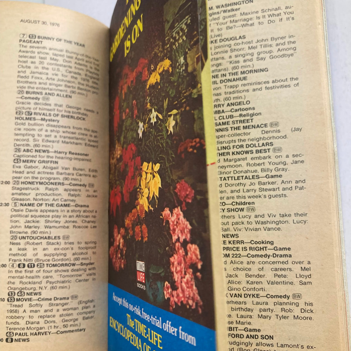Another inside page of TV Guide Magazine, August 28, 1976, displaying TV listings and programs, with emphasis on classic entertainment and television events.