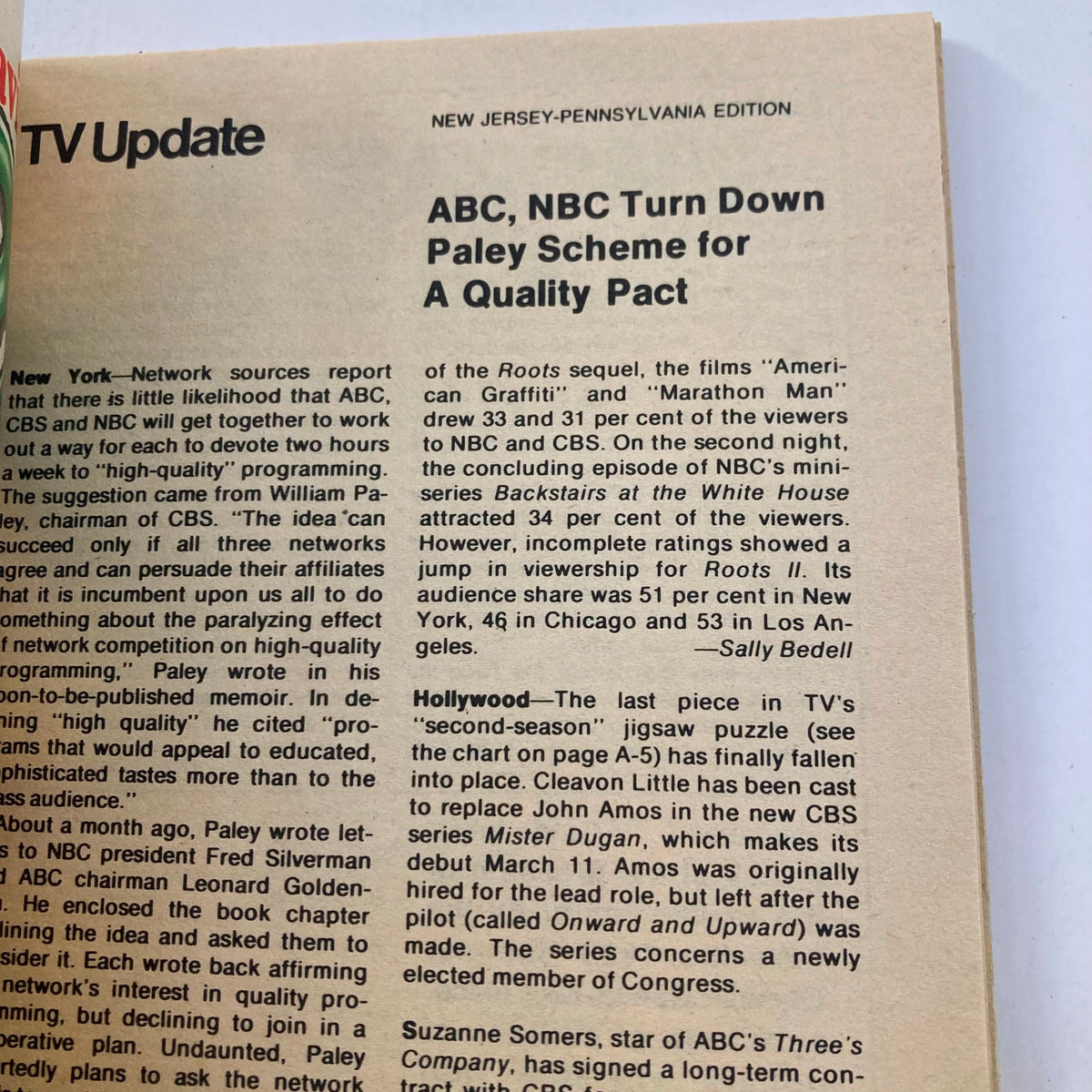 Another inside page of TV Guide Magazine dated March 3, 1979, detailing TV updates and programming news related to ABC and NBC.
