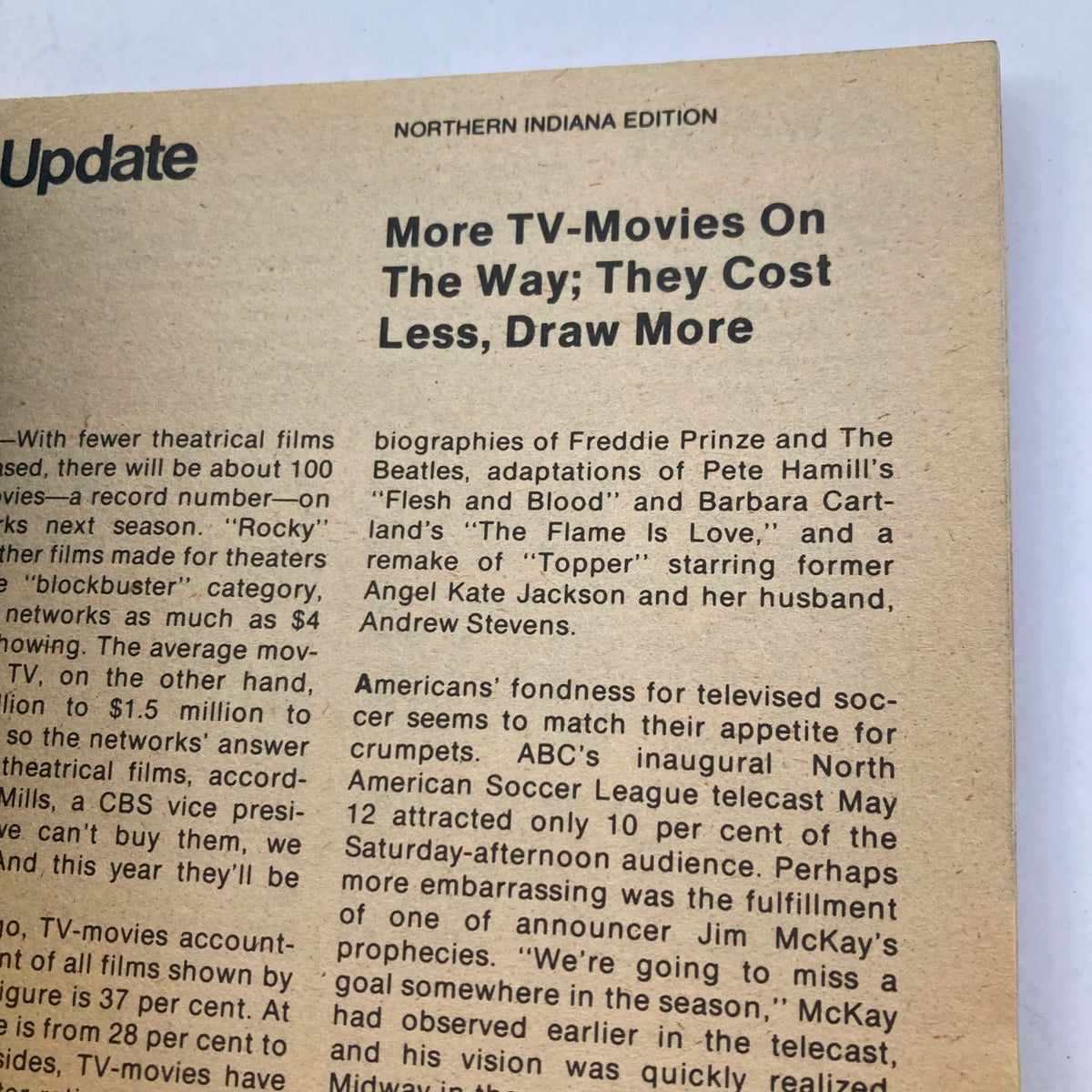 Another interior page from TV Guide Magazine June 2 1979 #1366, featuring an article on upcoming TV movies and an update on television trends.