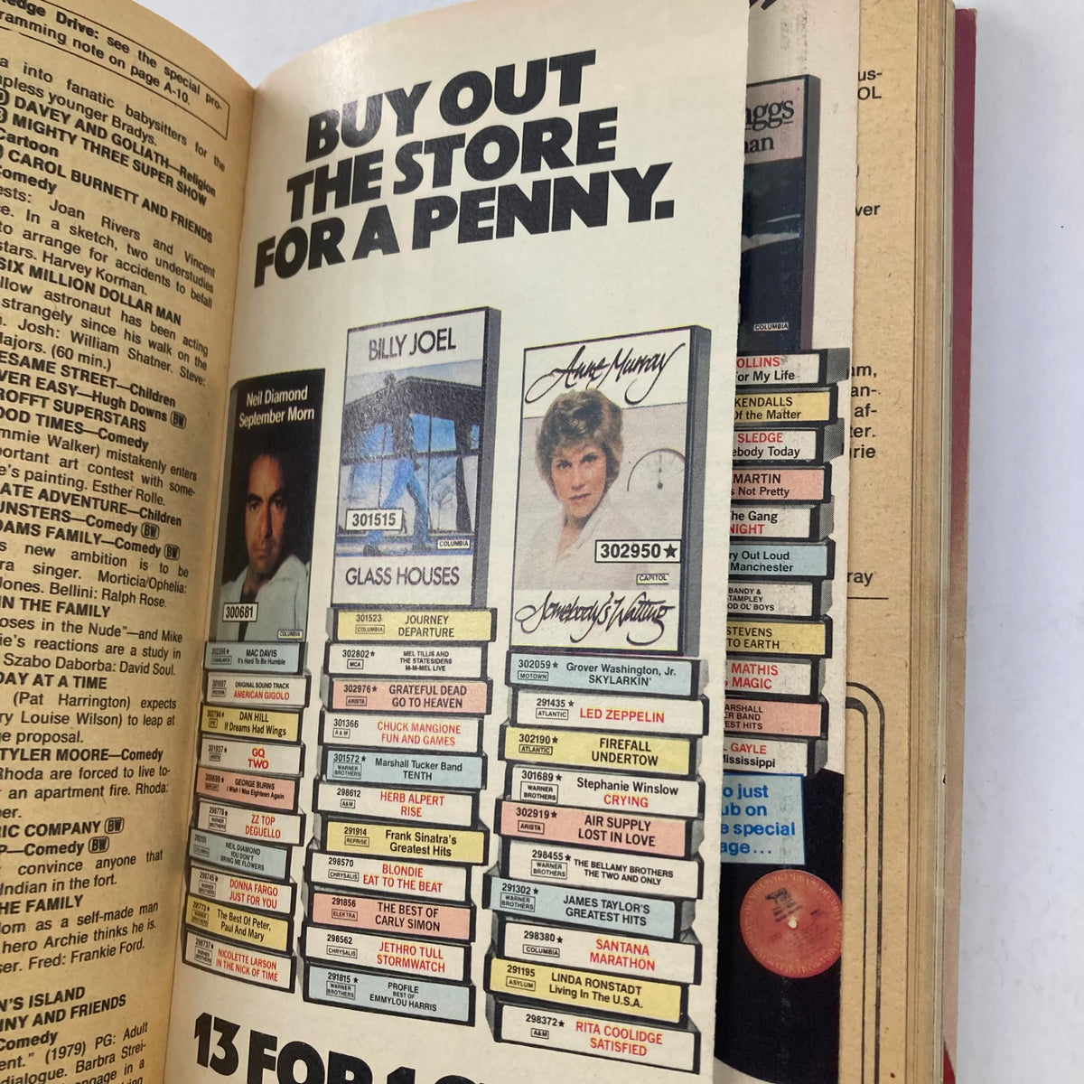 Advertisement page from TV Guide Magazine August 23 1980 #1430 featuring promotional offers for music albums.