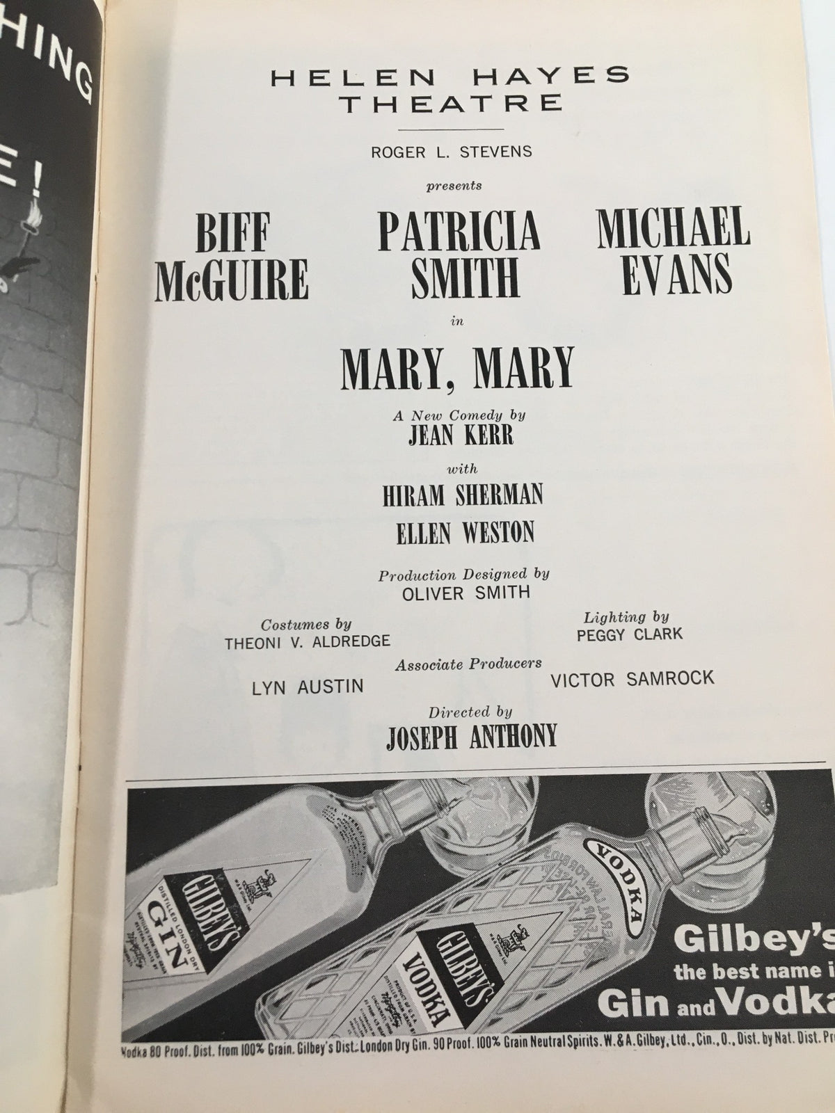 1963 Playbill from Helen Hayes Theatre featuring cast details of 'Mary, Mary' including performances by Biff McGuire, Patricia Smith, and Michael Evans. A vintage collectible for theater lovers.