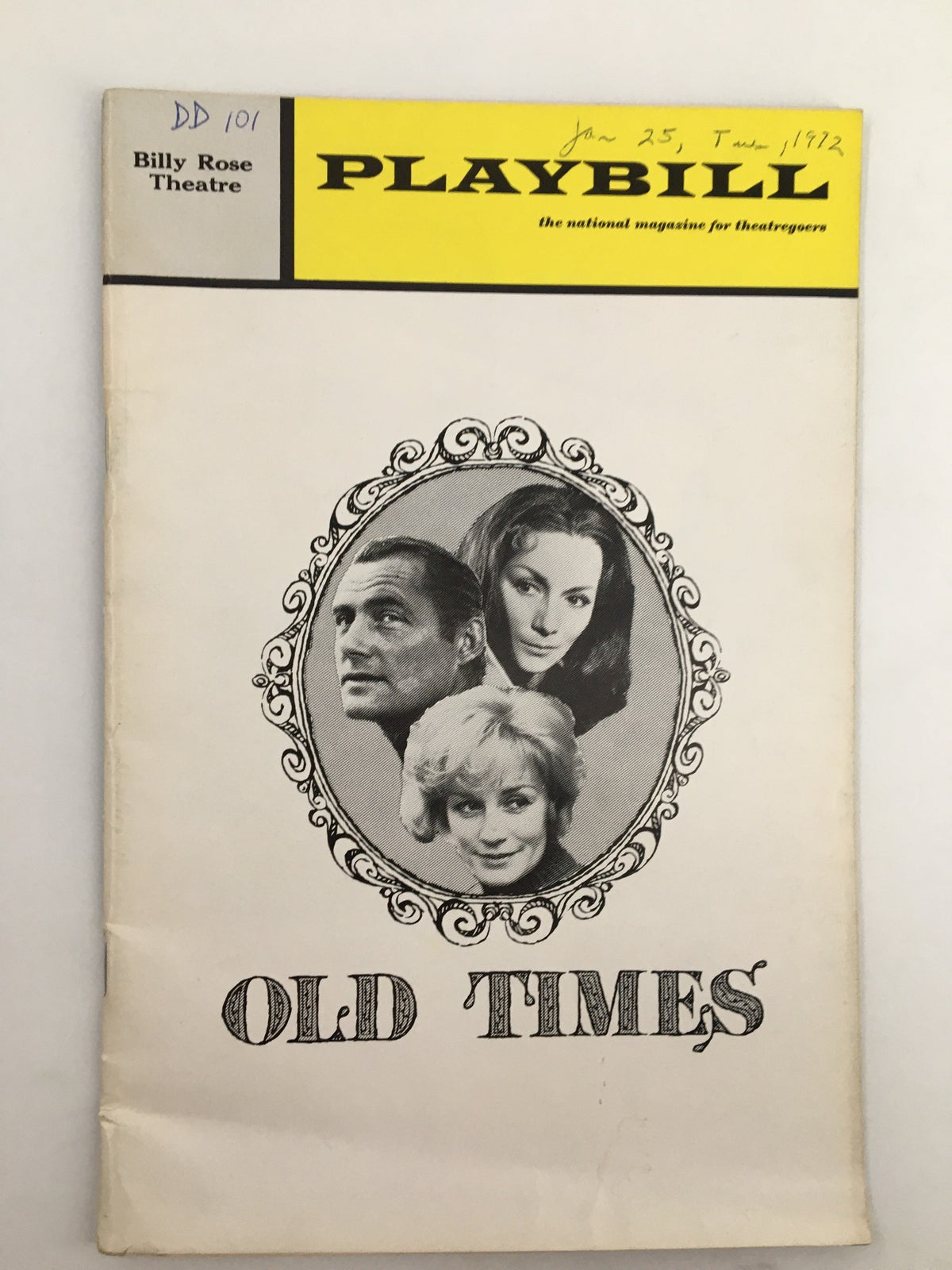1972 Playbill for Harold Pinter's 'Old Times' at Billy Rose Theatre featuring Robert Shaw and cast portraits.