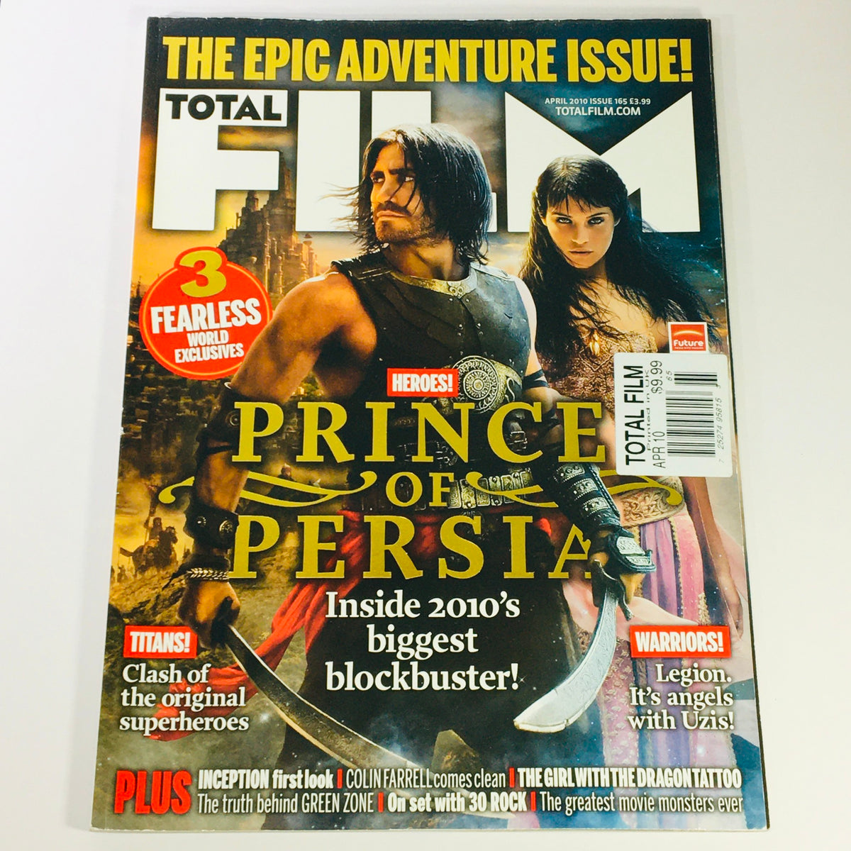 Total Film Magazine April 2010 issue #163 featuring Jake Gyllenhaal and Gemma Arterton on the cover, showcasing the epic adventure theme with a focus on 'Prince of Persia', representing a key moment in film history.