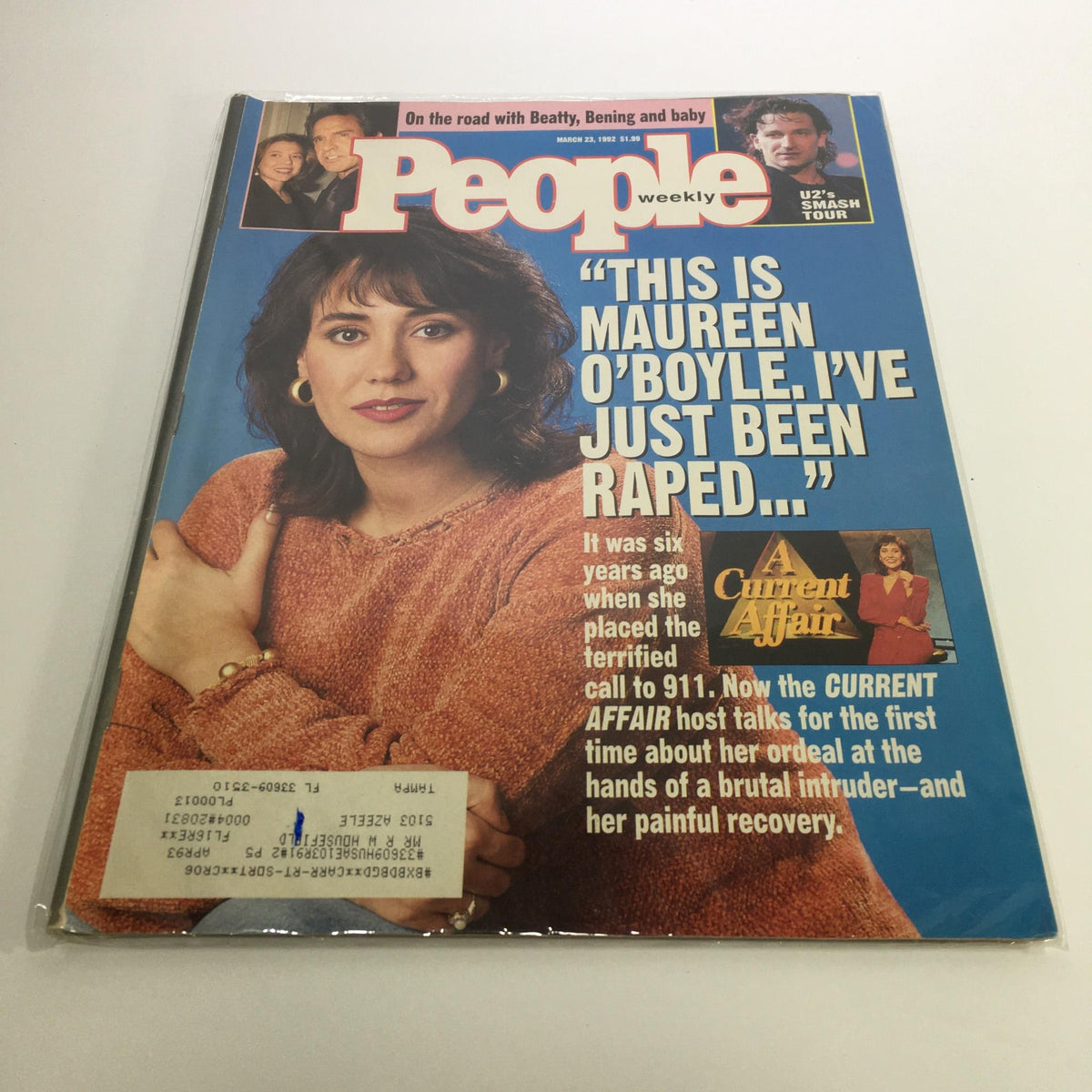 People Magazine cover from March 23, 1992 featuring Maureen O'Boyle with the headline 'This is Maureen O'Boyle, I've Just Been Raped.' The cover includes a photograph of a serious-looking Maureen O'Boyle and mentions her powerful story of resilience and recovery from sexual violence.