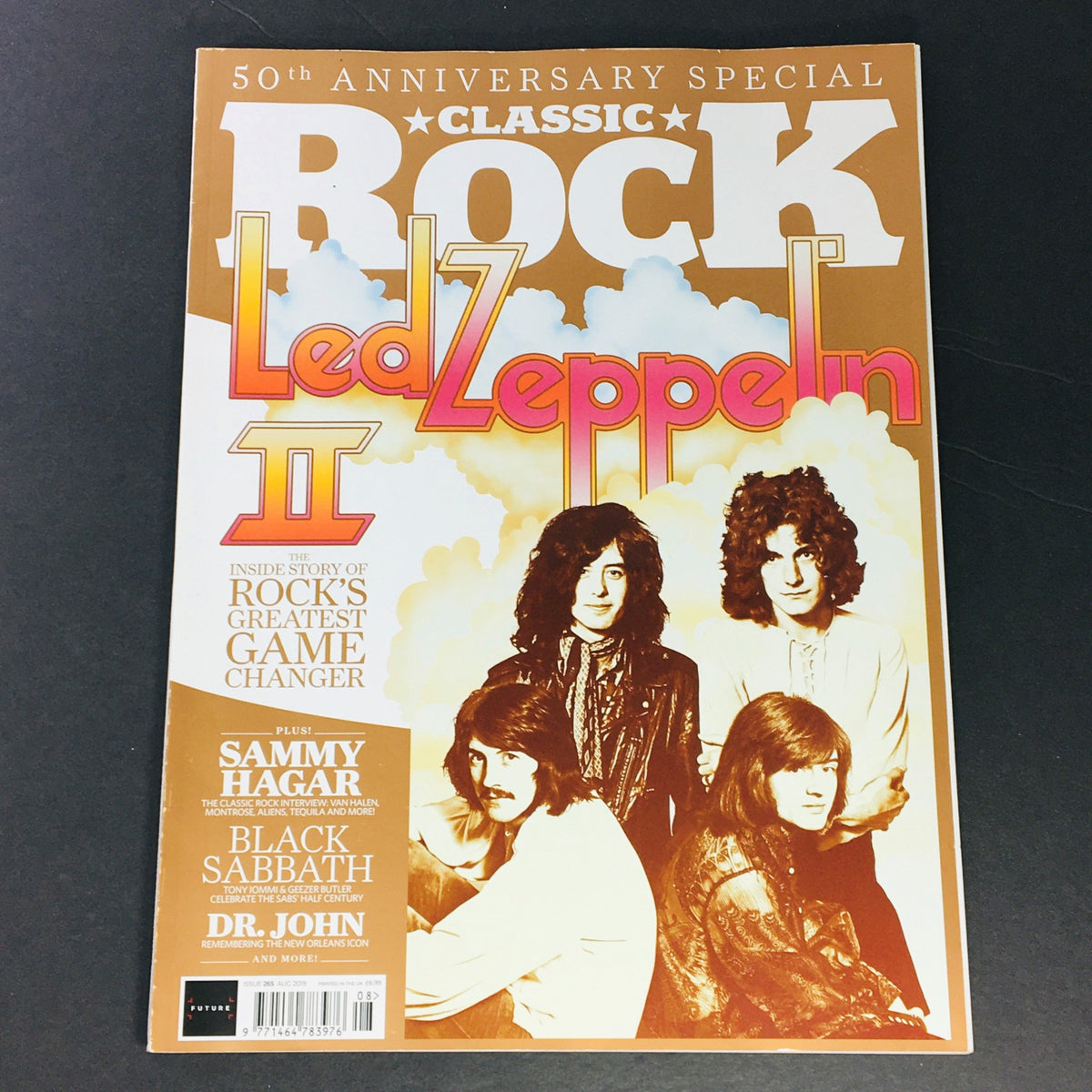 Classic Rock Magazine August 2019 Issue #265 featuring Led Zeppelin and Sammy Hagar, showcasing iconic rock culture and history.