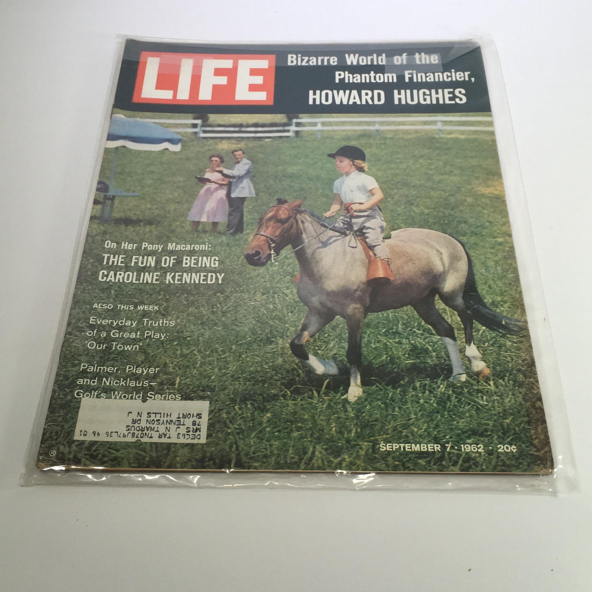 Life Magazine September 7, 1962 cover featuring Caroline Kennedy riding her pony Macaroni, showcasing a nostalgic moment from the early 1960s.