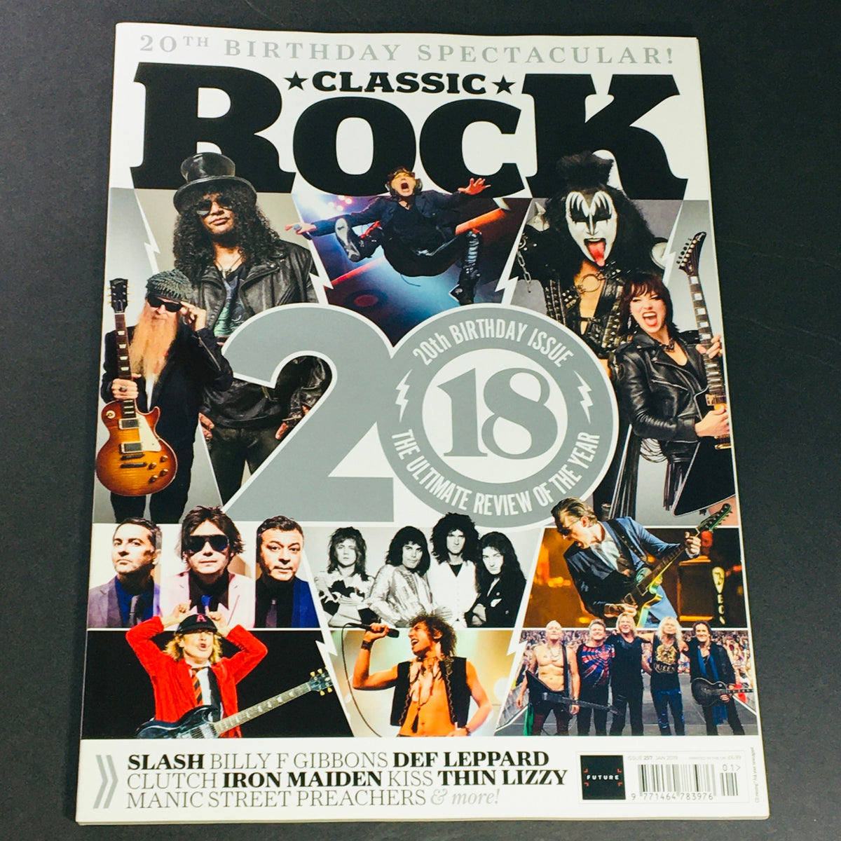 Classic Rock Magazine January 2019, issue #257, featuring iconic rock legends Slash and Billy Gibbons on the cover, showcasing the essence of classic rock culture.