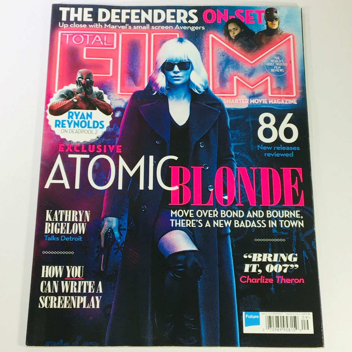 Total Film Magazine September 2017 Issue #262 featuring Charlize Theron on the cover for Atomic Blonde. The magazine highlights action cinema and strong female leads.