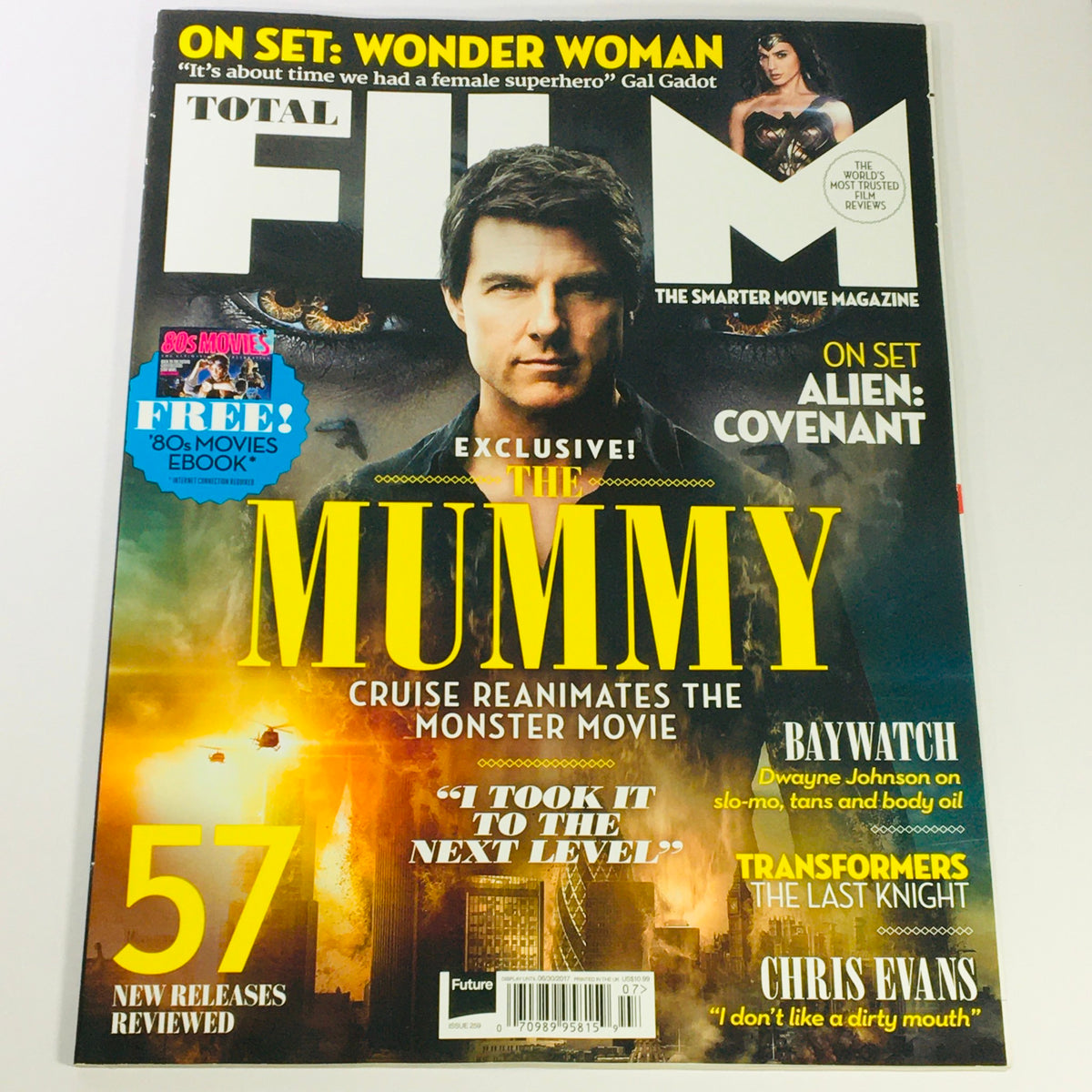 Total Film Magazine June 2017 featuring Tom Cruise on the cover, showcasing exclusive content about The Mummy and Wonder Woman star Gal Gadot.