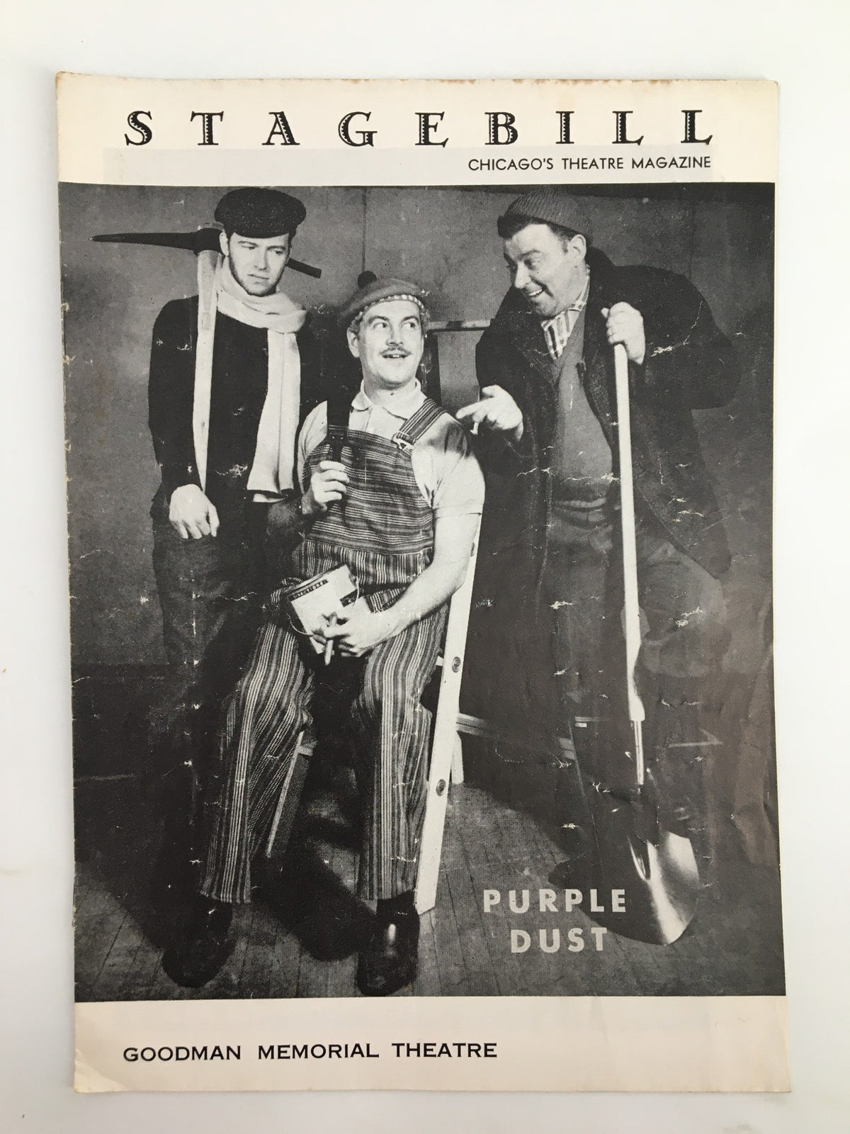 1959 Stagebill from The Goodman Theatre featuring Purple Dust, showcasing actors in costume from the play.