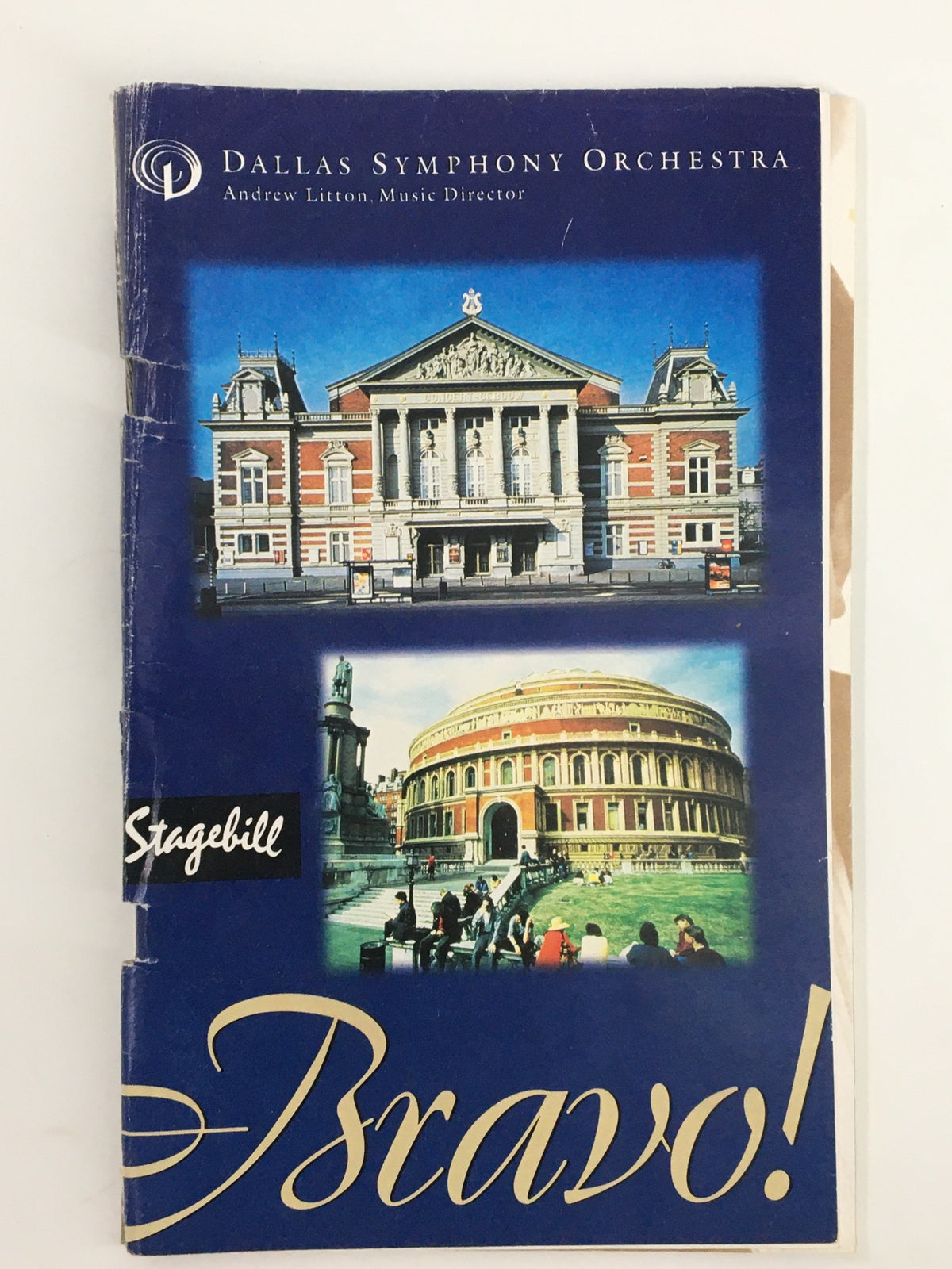 Front cover image of the 1997 Stagebill for the Dallas Symphony Orchestra featuring Andrew Litton as Music Director, showcasing iconic venue photos.