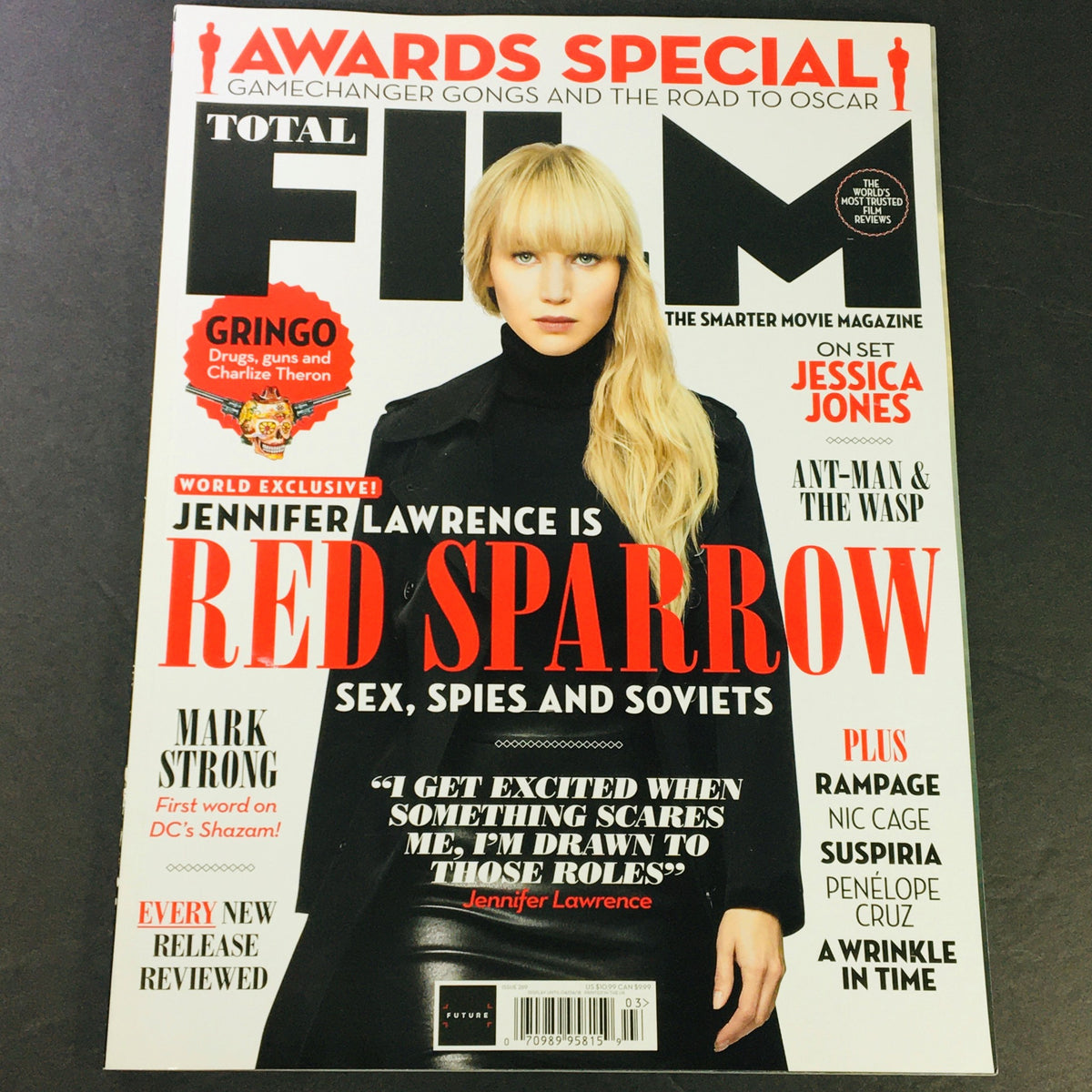 Total Film Magazine March 2018 #269 featuring Jennifer Lawrence on the cover as Red Sparrow, showcasing insights on film and culture.