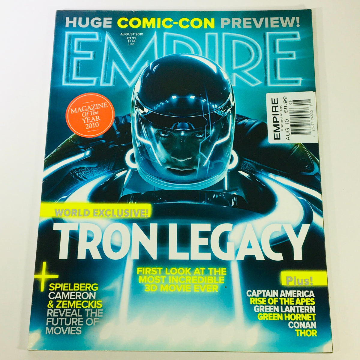 Empire Magazine August 2010 featuring Garrett Hedlund and Jeff Bridges on the cover promoting Tron Legacy. This collectible issue highlights exclusive insights into the film and pop culture significance.