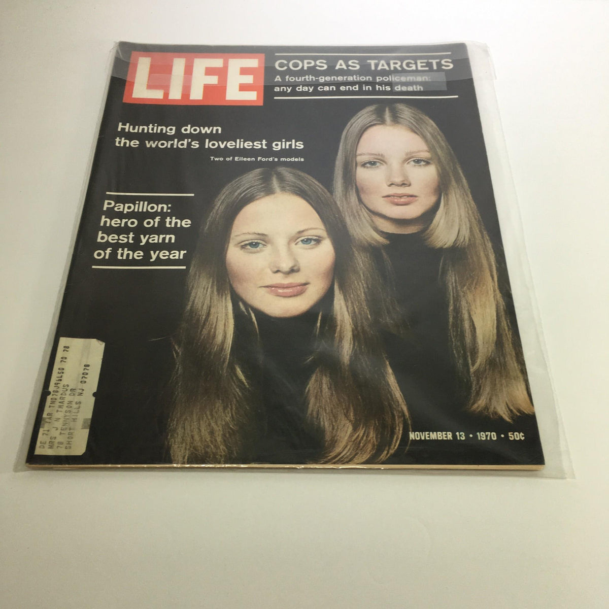 Life Magazine cover from November 13, 1970, featuring the title 'Cops at Targets,' depicting two women with long hair. The issue explores the complexities of police practices during a time of societal change, highlighting historical significance and collectible value.