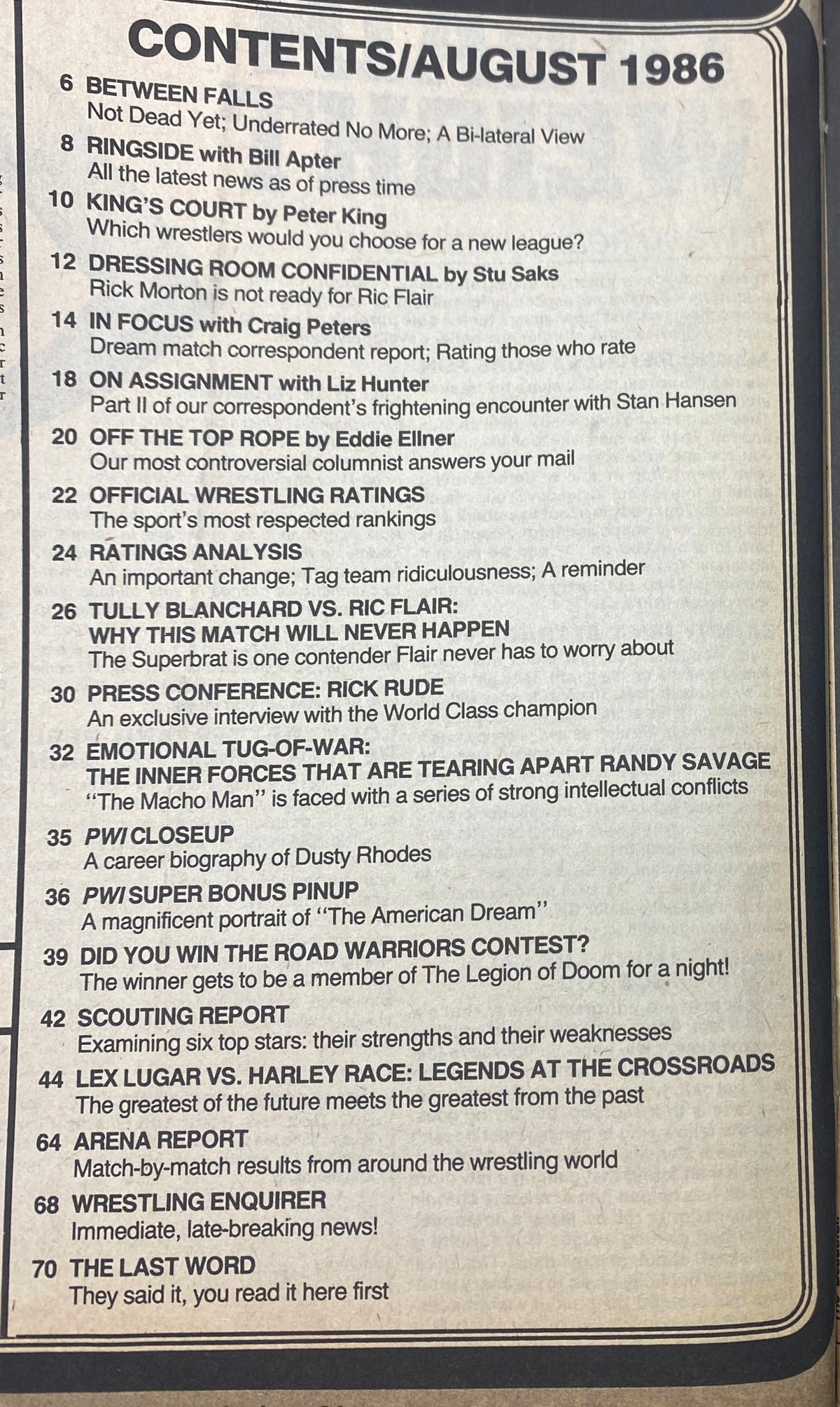 Pro Wrestling Illustrated Magazine August 1986 Randy Savage w Poster No Label