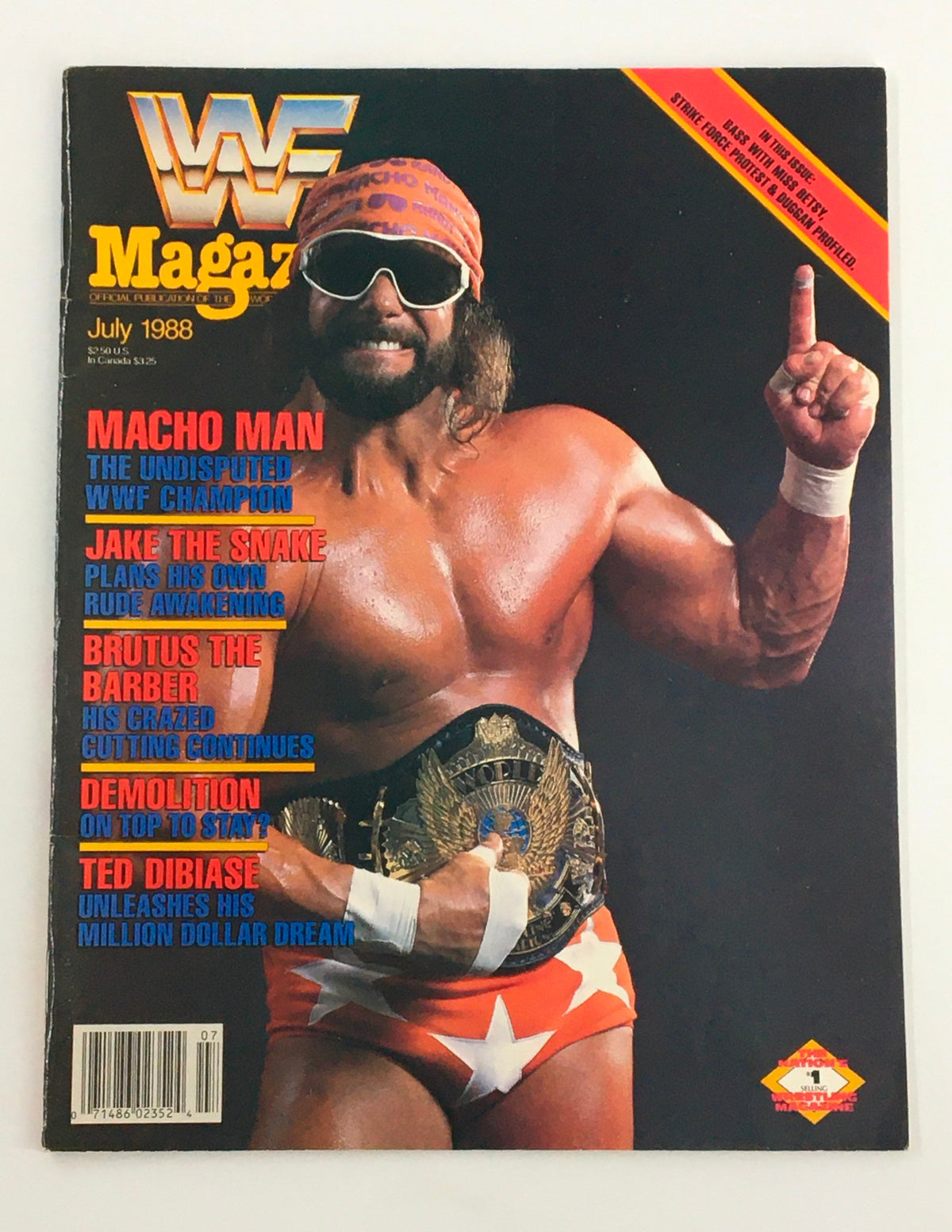 WWF Magazine July 1988 Randy Savage, Jake the Snake & Brutus No Label