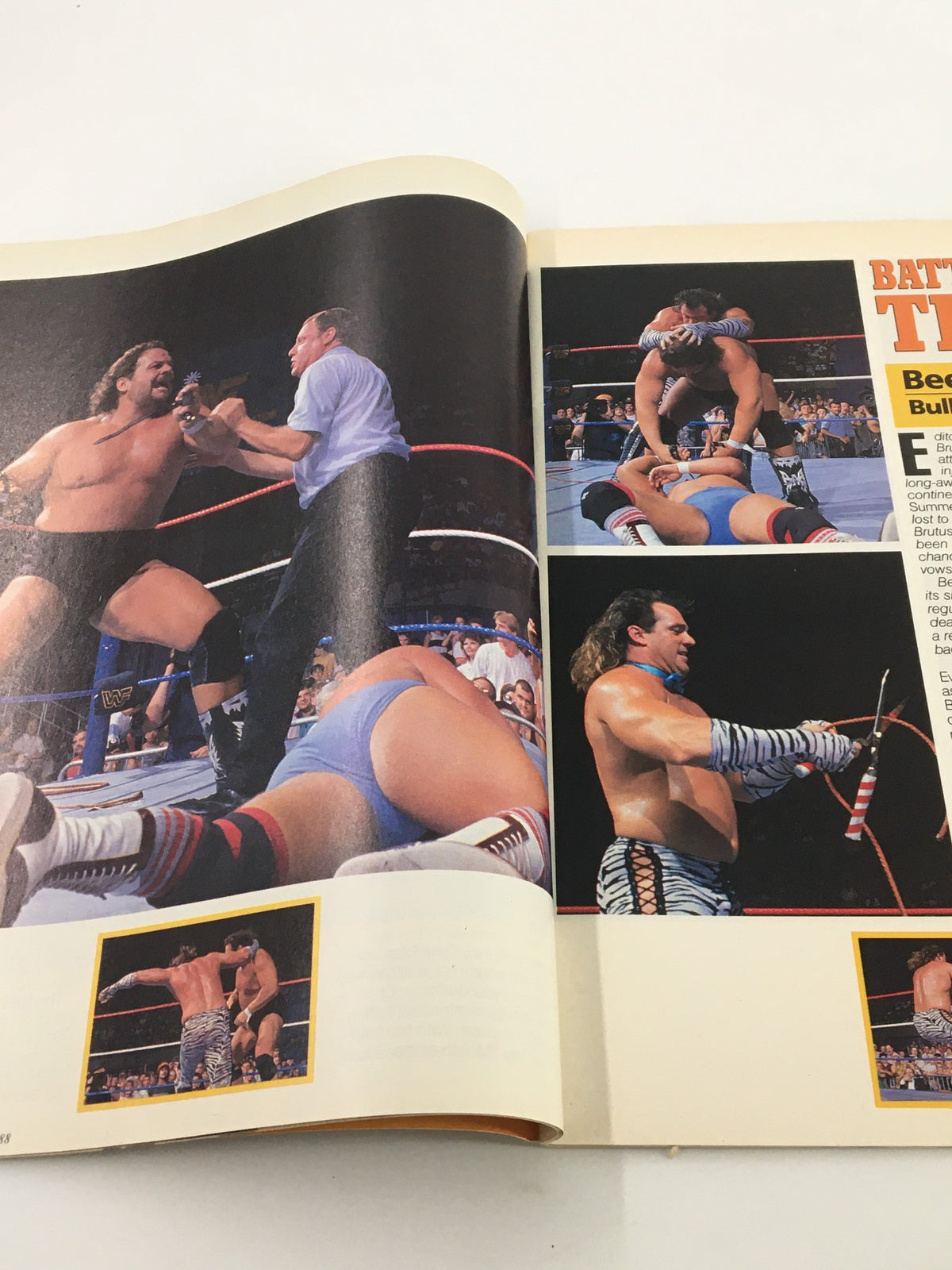 Action-packed wrestling images featured in VTG WWF Magazine November 1988 showcasing live matches and prominent wrestlers.