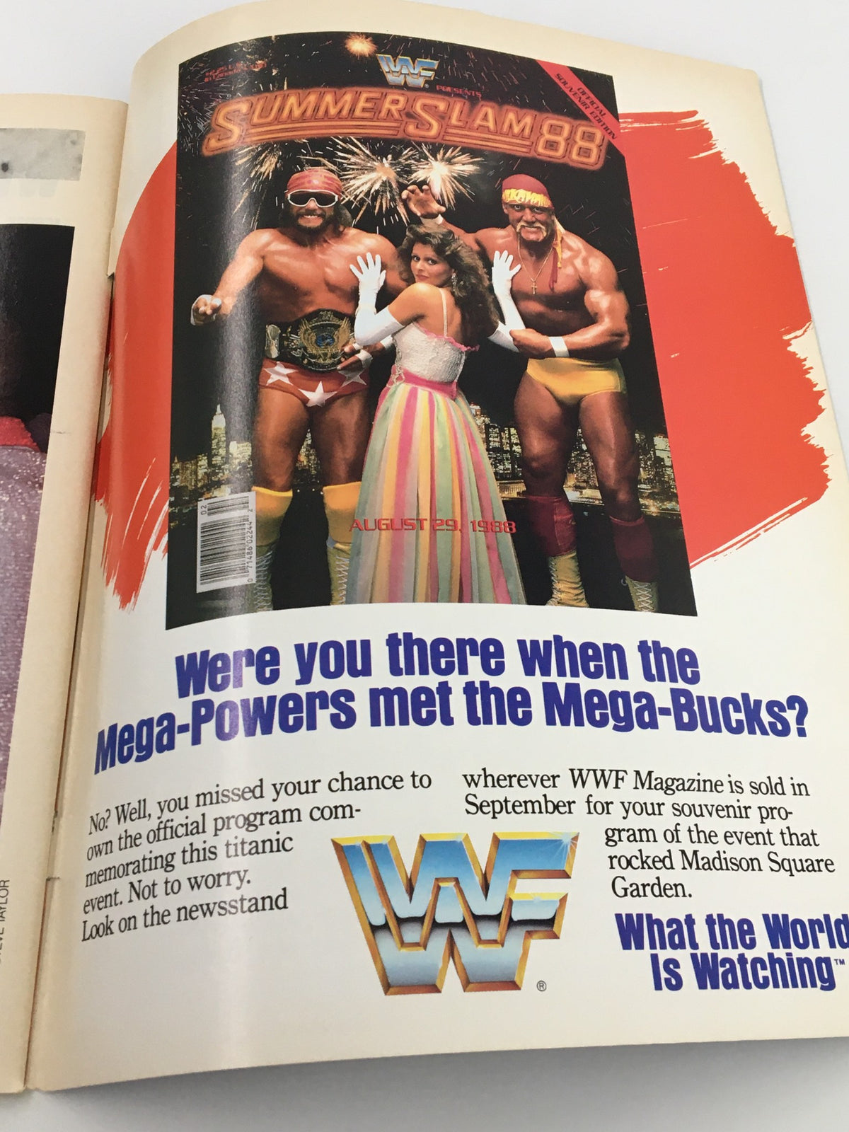 Vintage WWF Magazine November 1988 featuring the cover of Summerslam 88 with Randy Savage and Hulk Hogan, celebrating iconic wrestling moments.