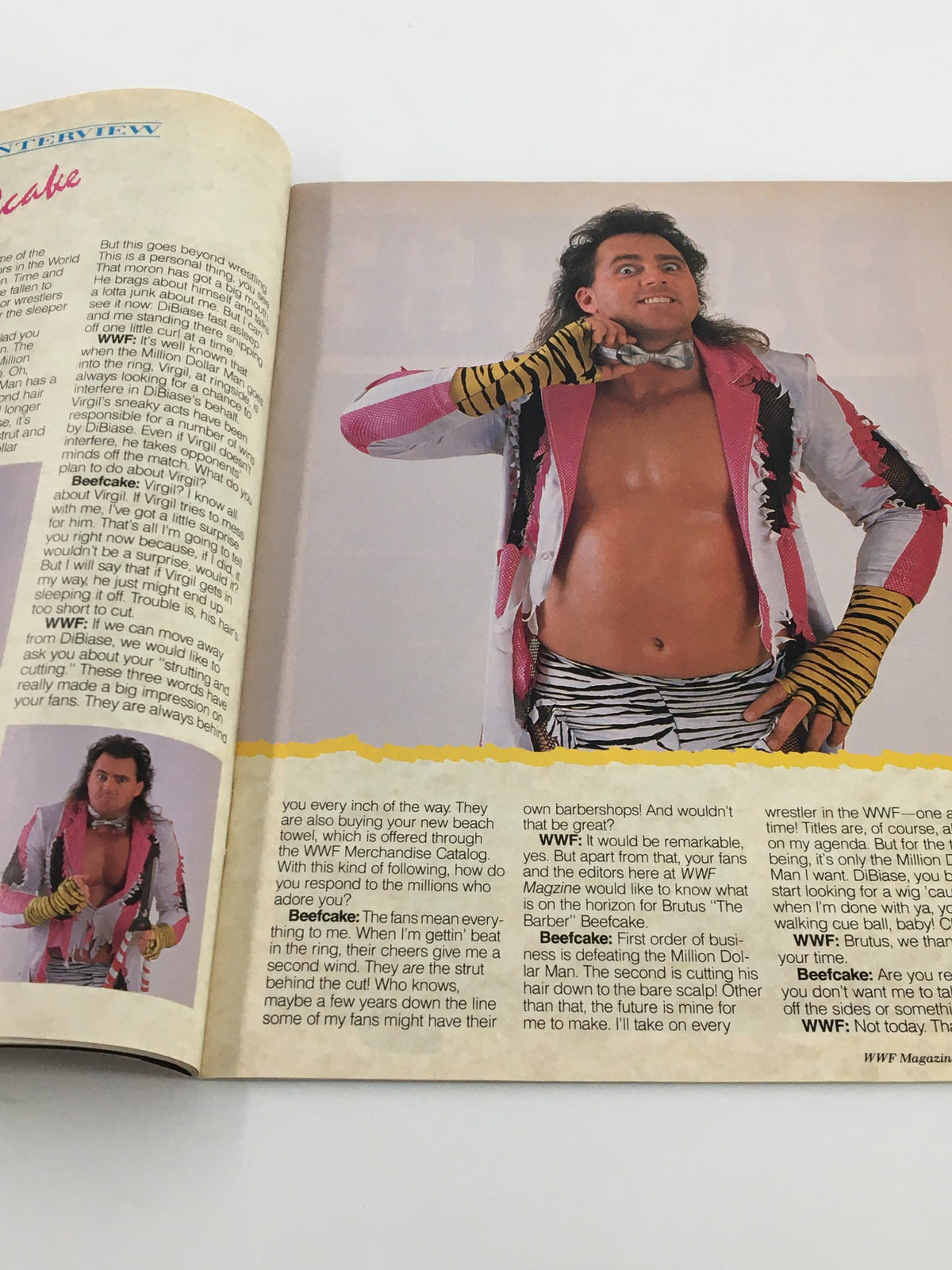 WWF Magazine April 1989 with a close-up of Brutus 'The Barber' Beefcake, highlighting his distinct personality and signature wrestling attire.