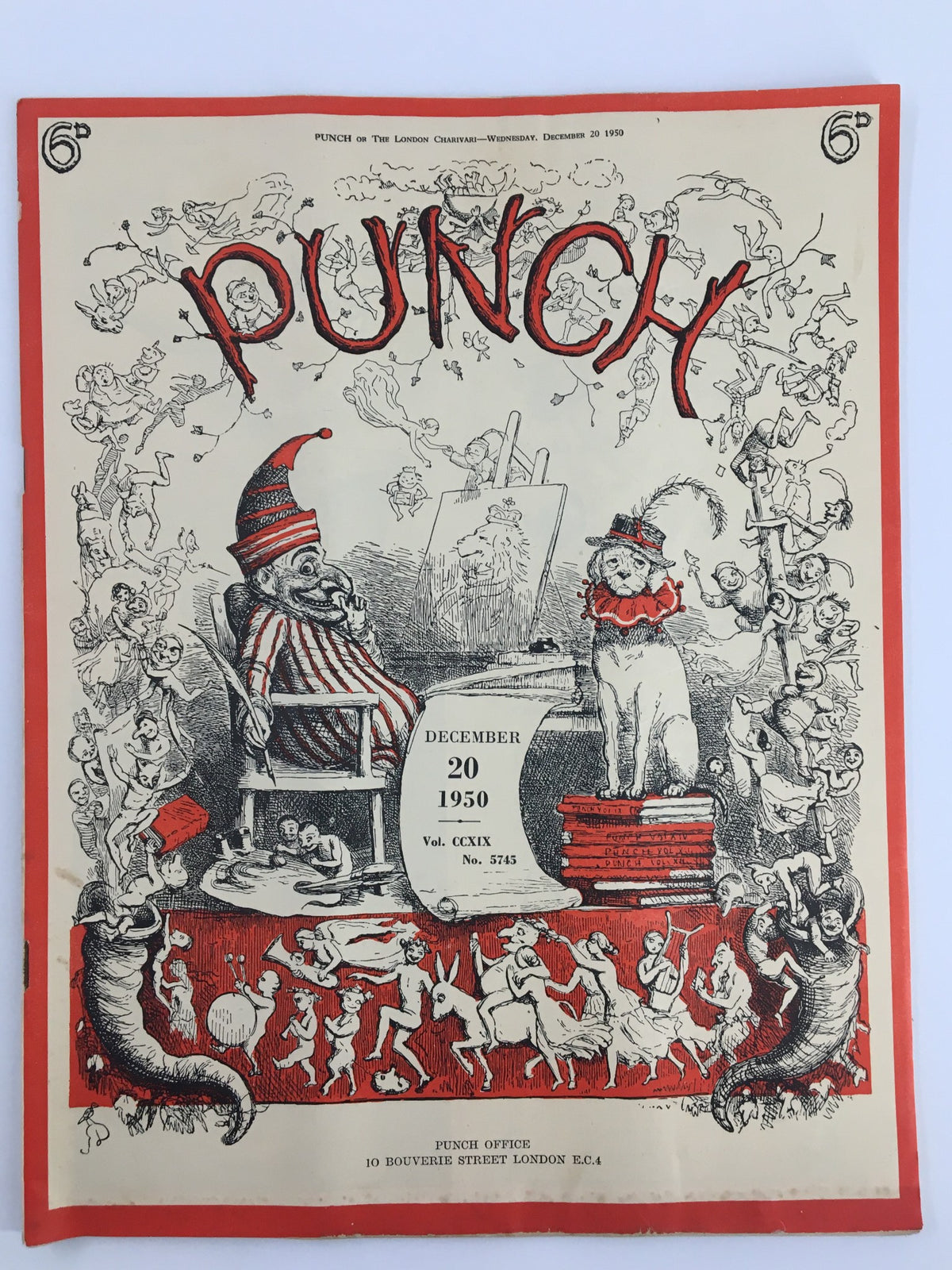 VTG Punch December 20 1950 WWII Cartoon & Humor Magazine cover featuring colorful illustrated scenes and characters.