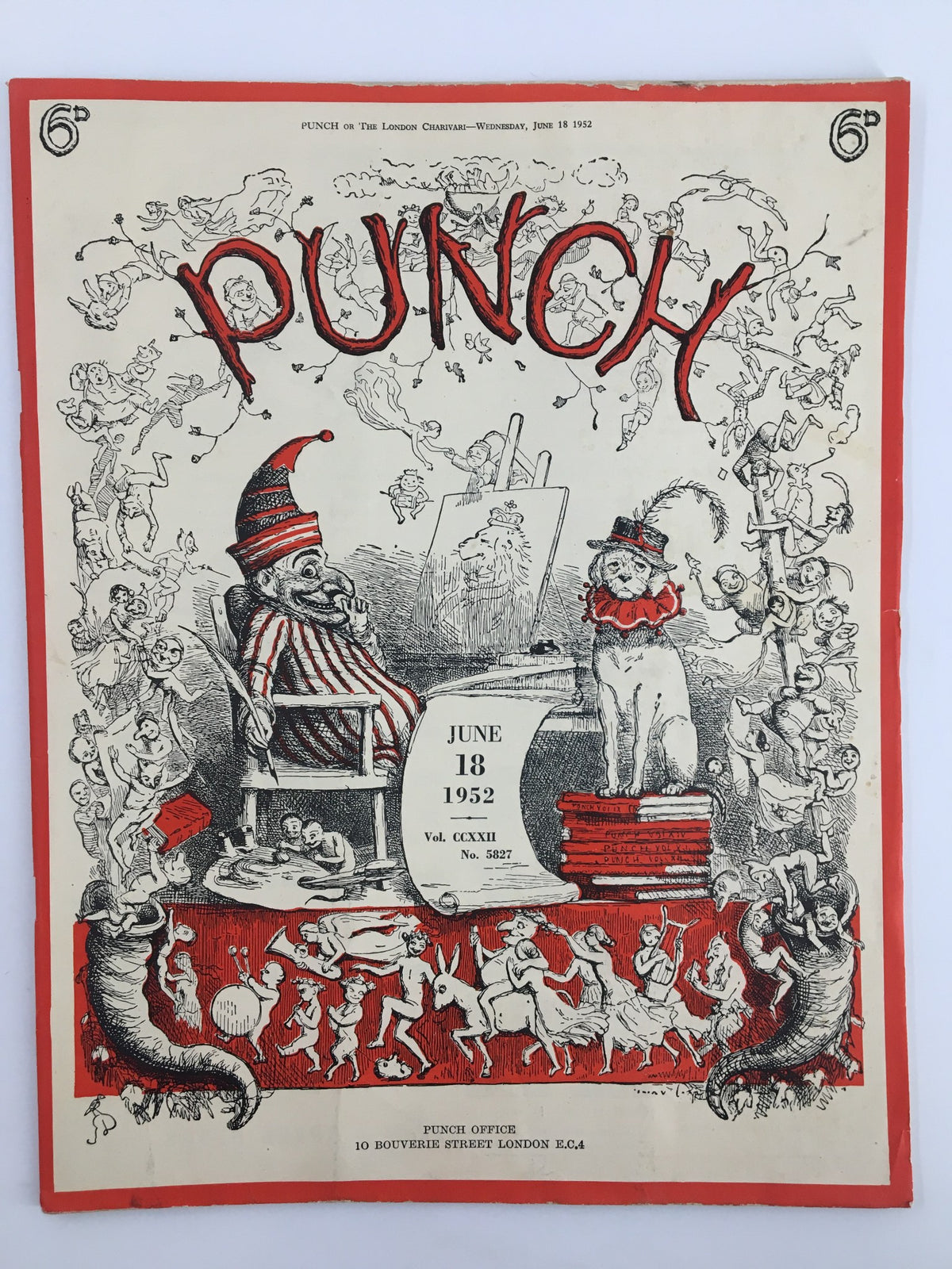 Cover of VTG Punch magazine from June 18, 1952, featuring whimsical illustrations and vintage humor from the post-WWII era.