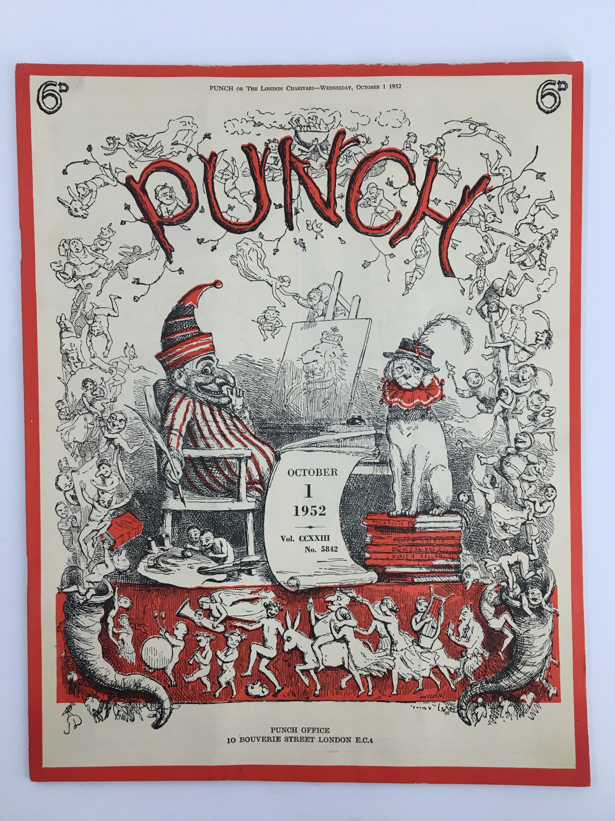 VTG Punch Magazine Cover from October 1, 1952 featuring humorous illustrations and the title 'PUNCH' in bold, with whimsical characters and scenes typical of post-WWII humor.