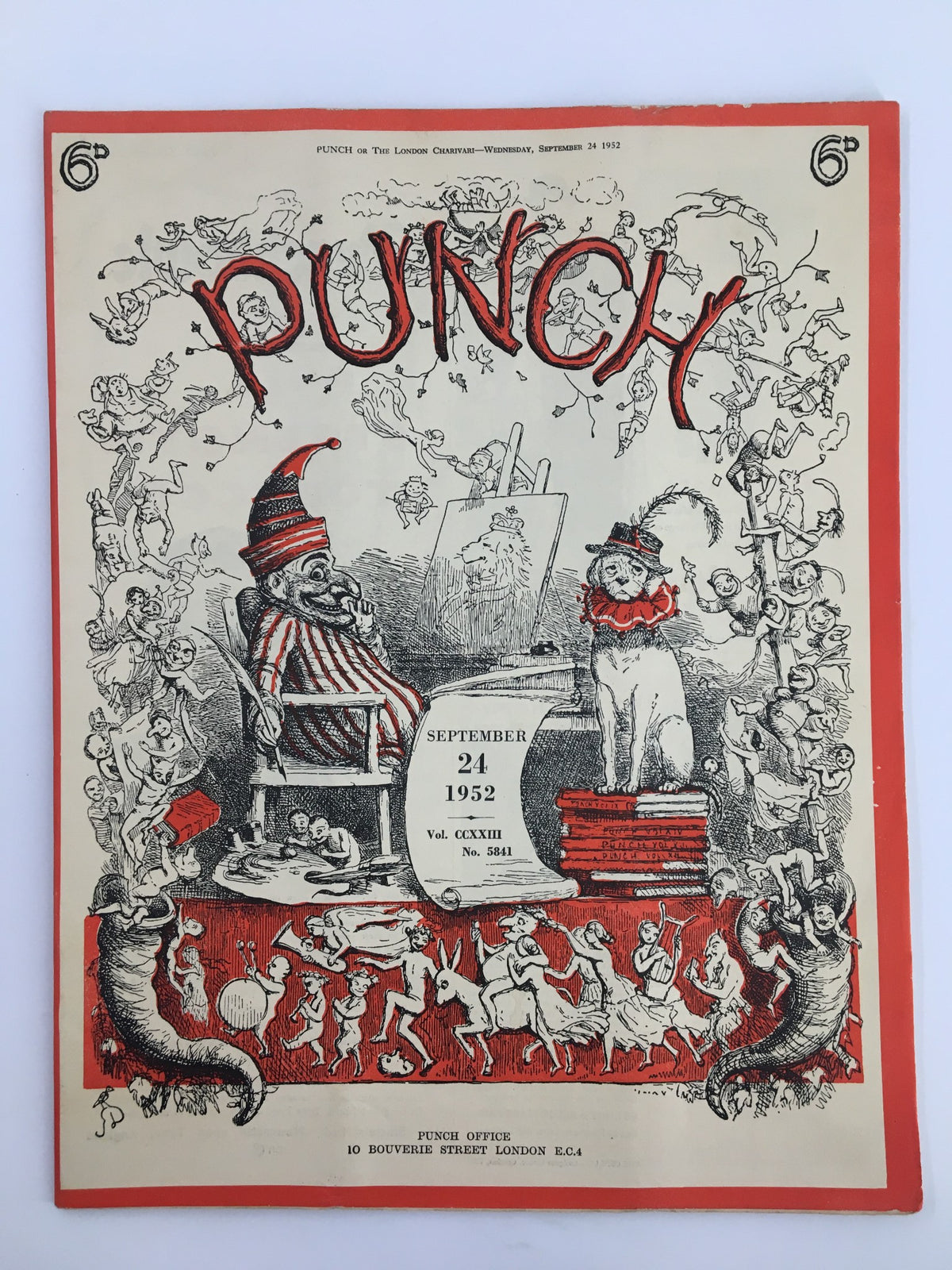 Vintage Punch magazine cover from September 24, 1952, showcasing elaborate cartoon illustrations and humor reflective of WWII era satire.