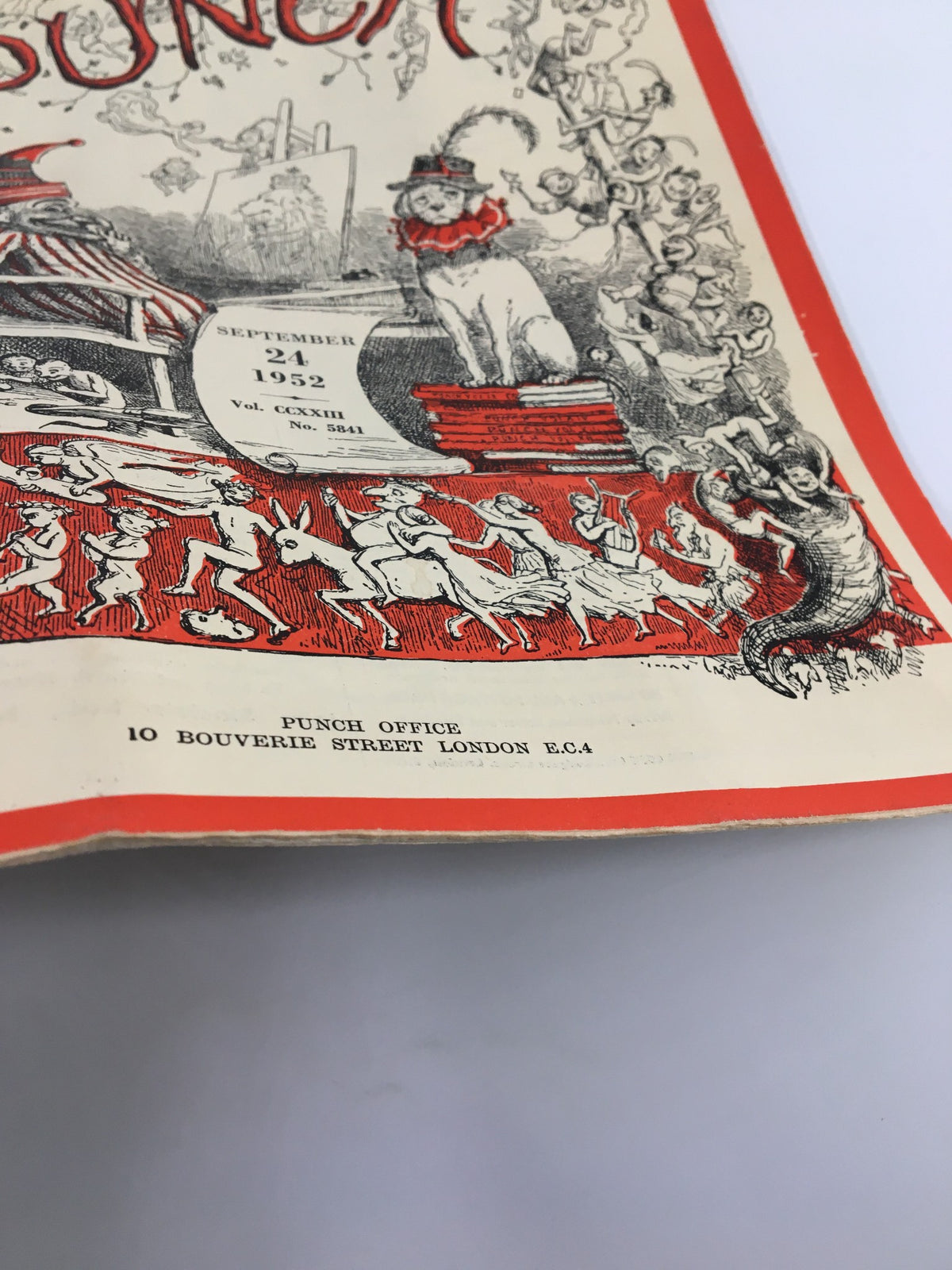 Close-up view of the Vintage Punch magazine cover from September 24, 1952, highlighting intricate cartoon designs and publication details.