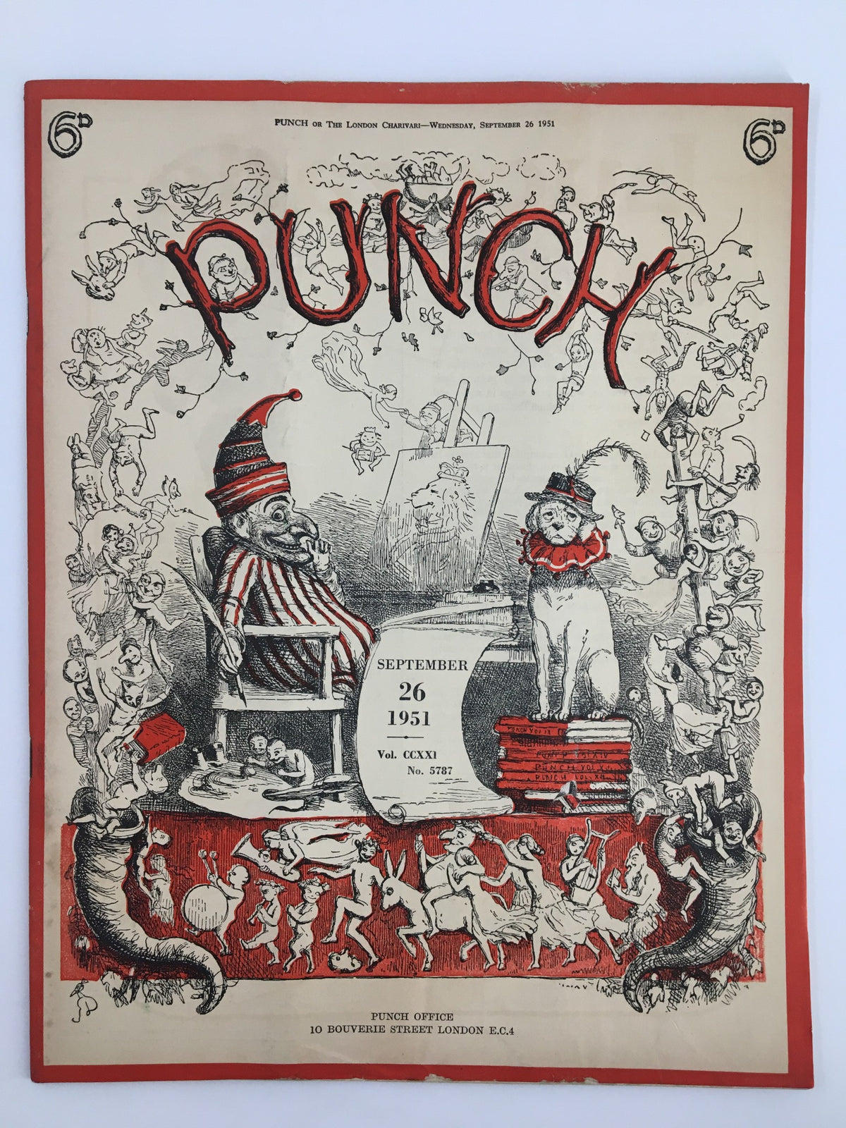 Cover of VTG Punch September 26 1951 WWII Cartoon & Humour Magazine featuring vibrant illustrations and playful characters.