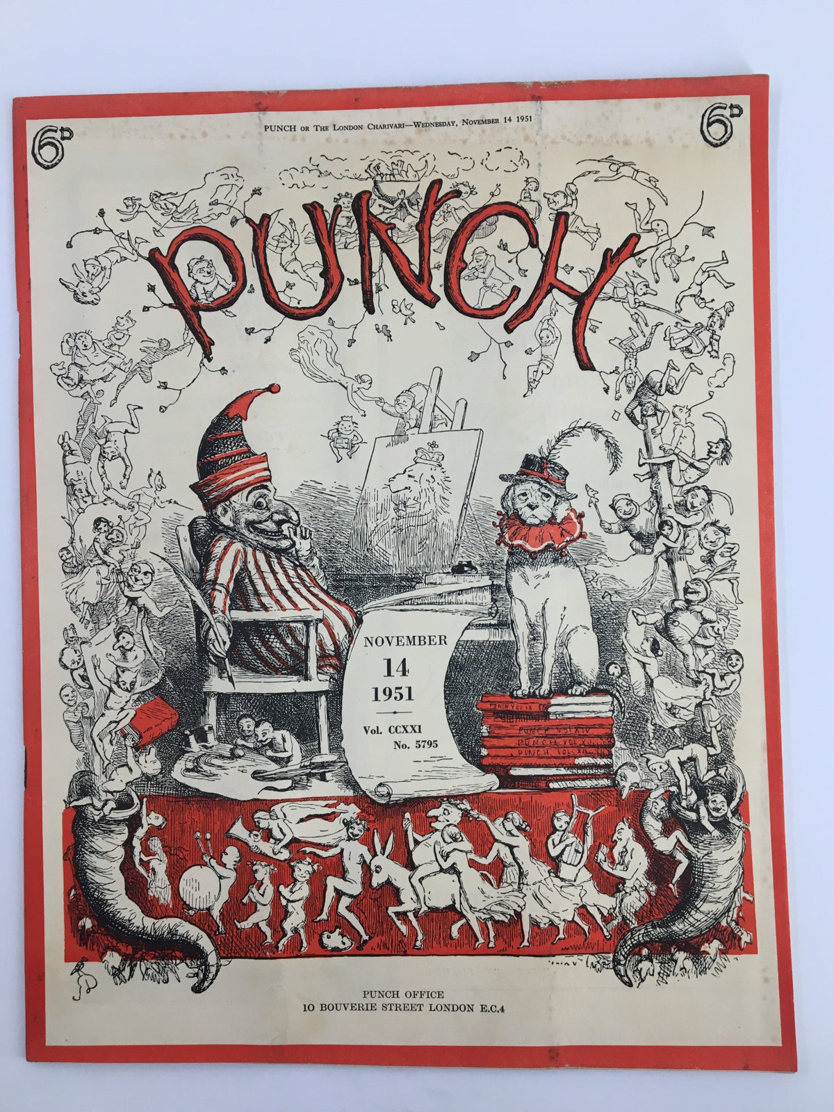 Cover of VTG Punch Magazine from November 14, 1951, featuring vibrant illustrations and whimsical characters, showcasing post-WWII humor and satire.