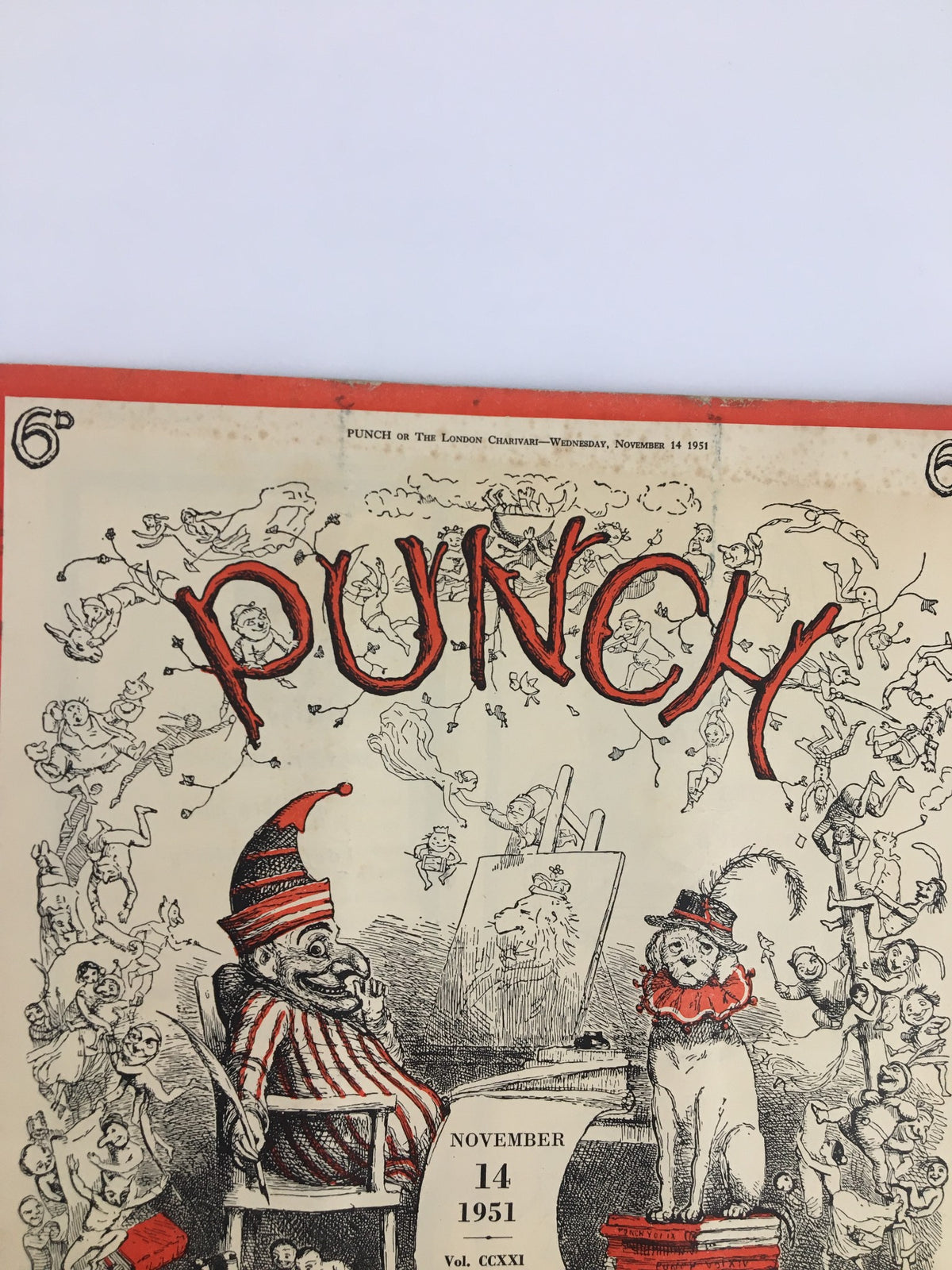 Close-up of the cover of VTG Punch Magazine from November 14, 1951, highlighting the playful artwork and title along with vintage cartoon aesthetics.