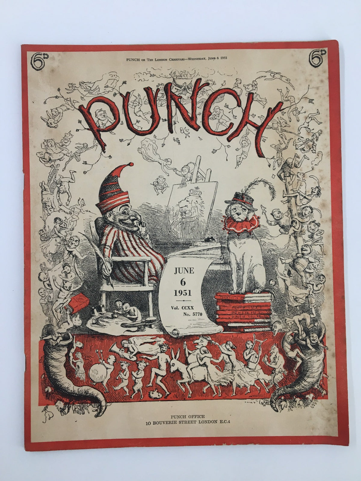 Cover of VTG Punch June 16, 1951 WWII Cartoon & Humour Magazine, featuring whimsical illustrations and colorful characters in a comedic setting.