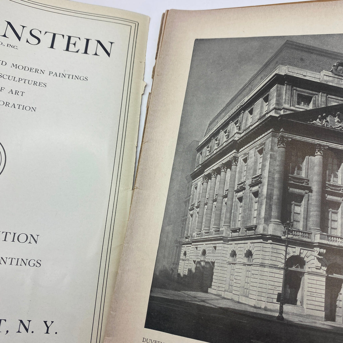 Interior page of Vintage Art News Magazine August - September 1942 featuring a photograph of an art gallery or museum, showcasing modern paintings and sculptures.