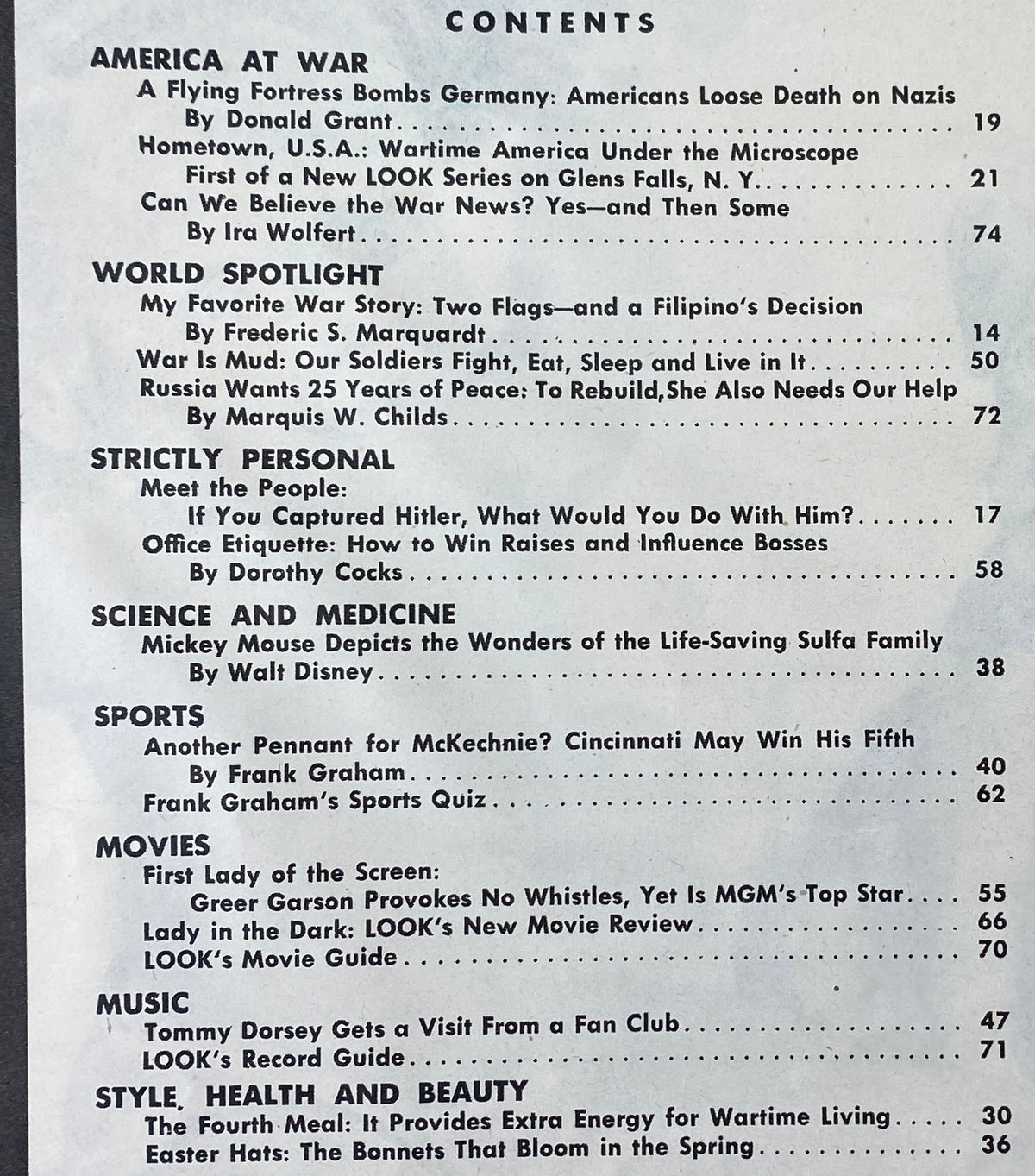 Vintage Look Magazine April 4, 1944 Wartime America Under the Microscope No Label
