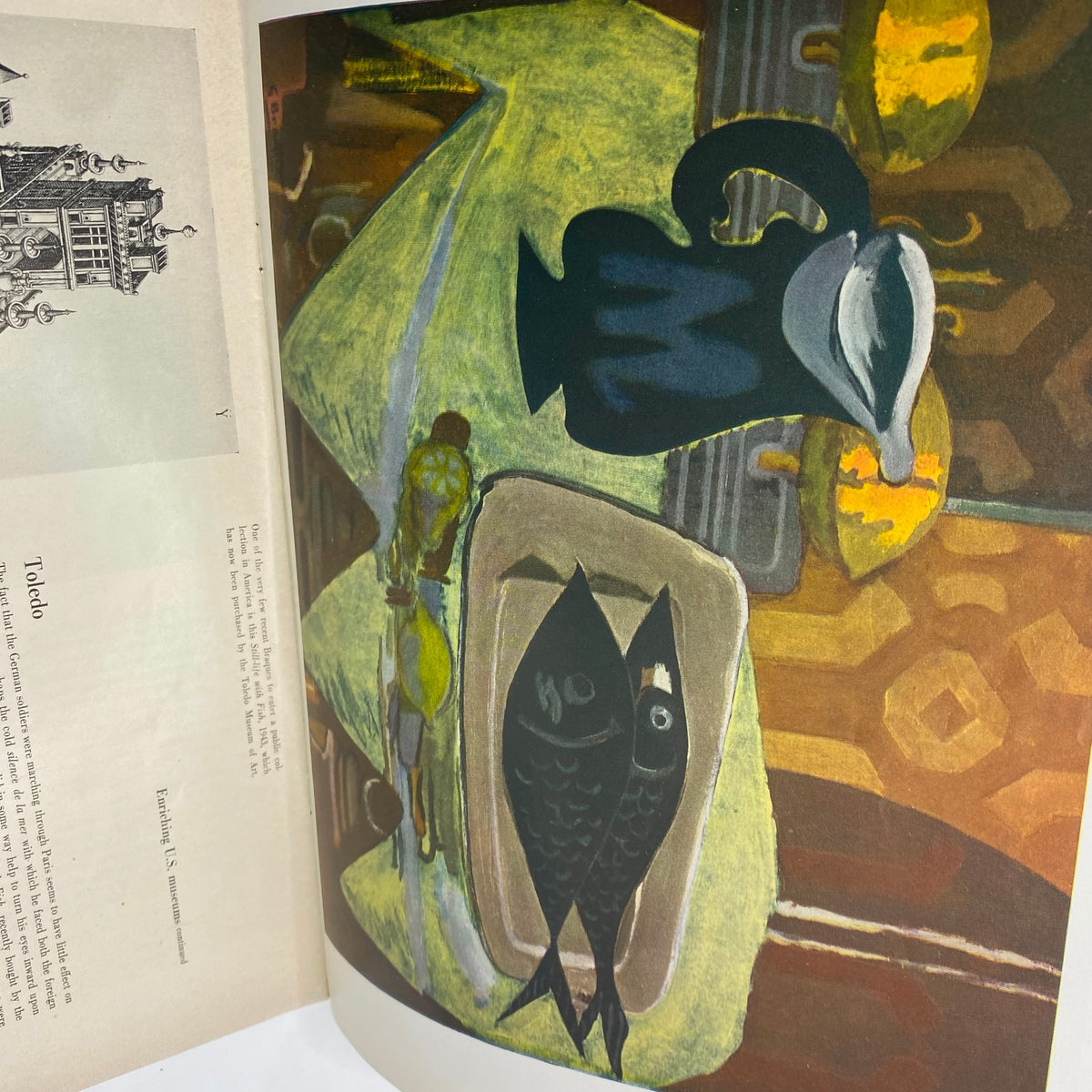 Interior page of the December 1950 VTG Art News Magazine presenting a painting titled 'Toledo', highlighting the work of various artists.