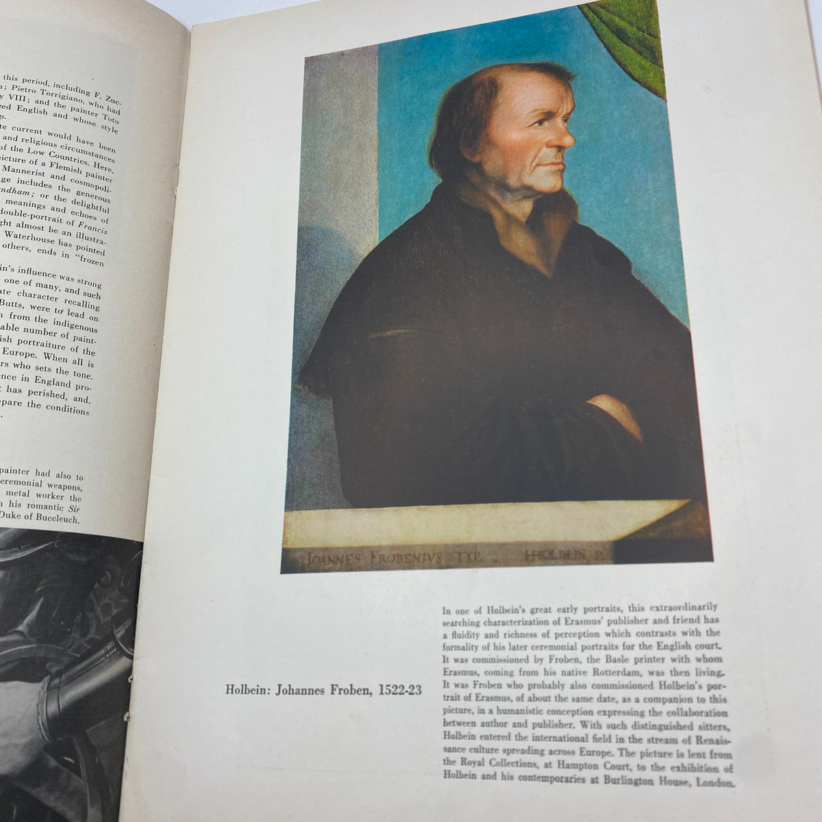 Illustration page from the January 1951 issue of Art News Magazine showing the portrait 'Holbein: Johannes Froben' with a detailed description below, titled 'VTG Art News Magazine January 1951 Kirchner: Self-Portrait, colorplate No Label'.