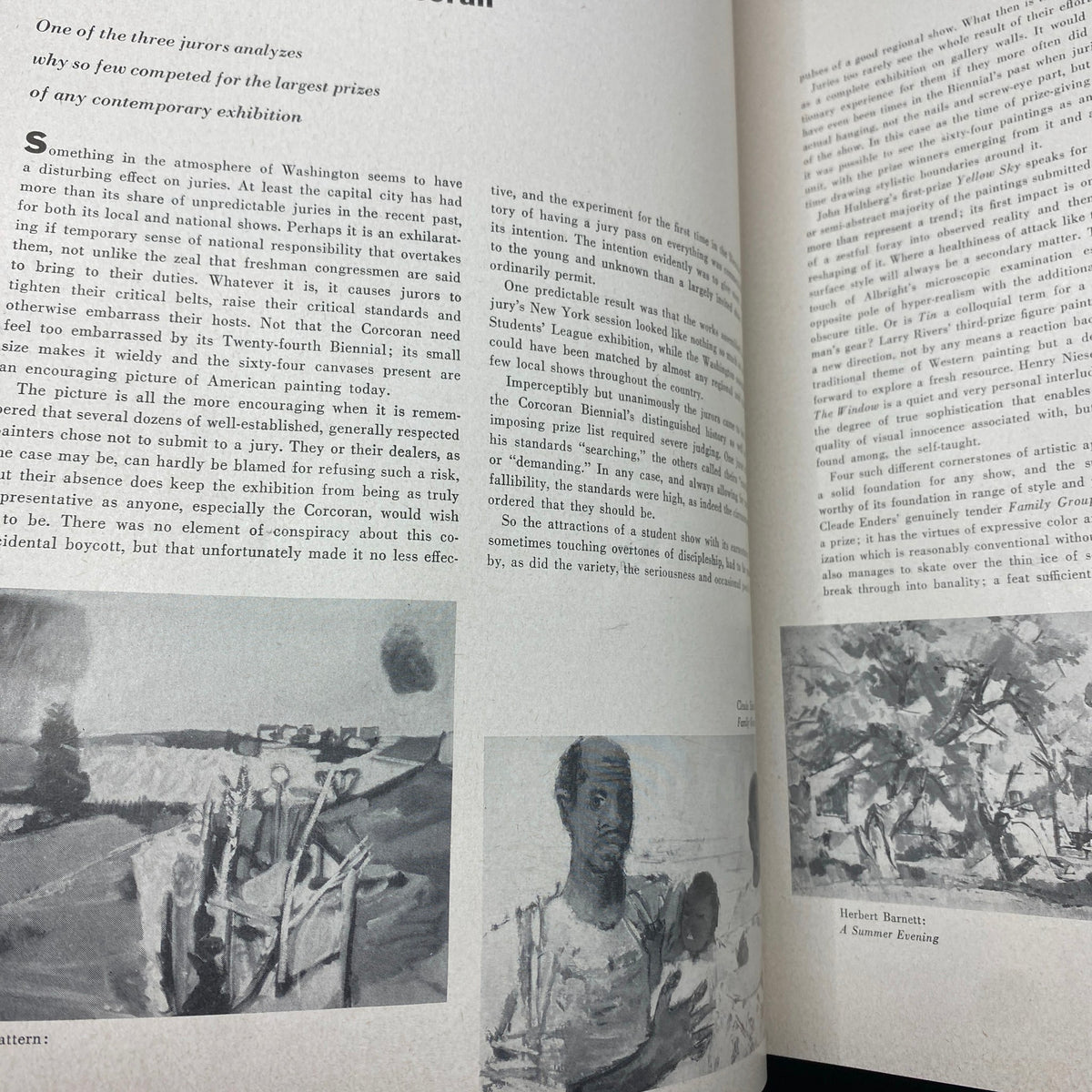 Page showcasing art pieces and commentary from the May 1955 issue of VTG Art News Magazine, including references to contemporary American painting.