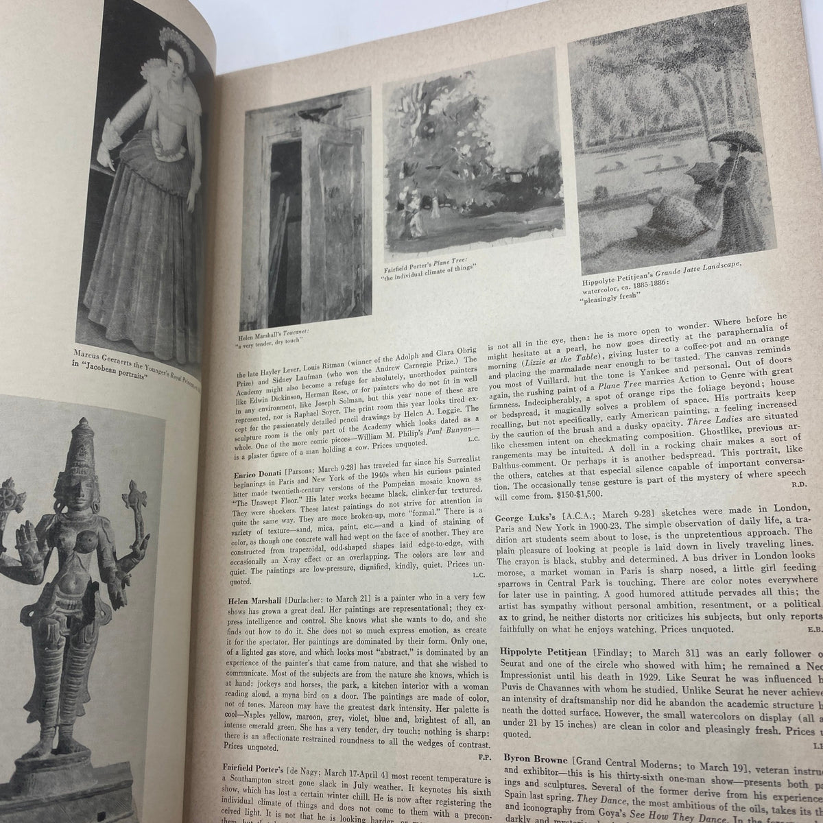 Interior page of Art News Magazine March 1959, featuring various art pieces and discussions, emphasizing the magazine's role in art history.