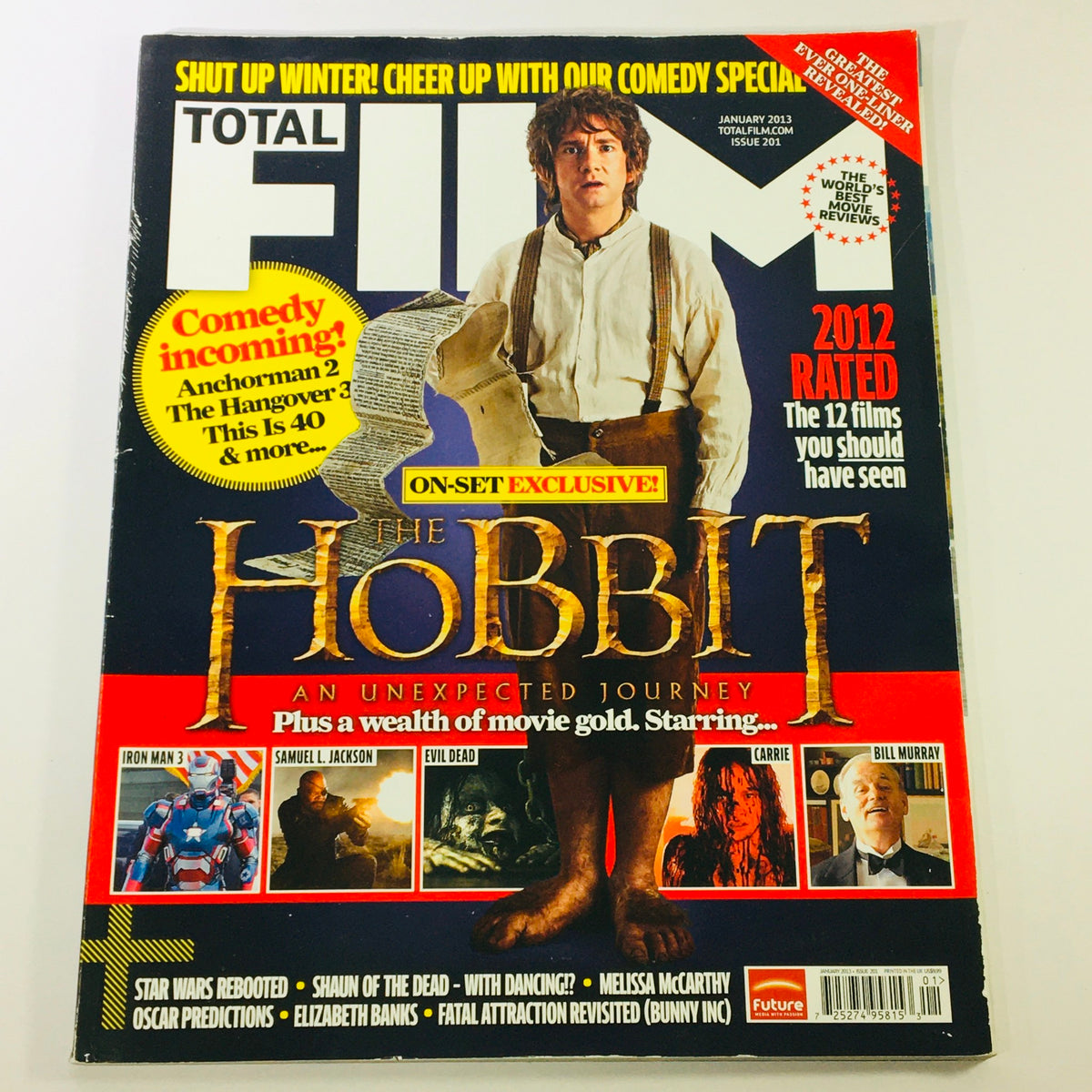 Cover of Total Film Magazine January 2013, featuring Martin Freeman from The Hobbit, showcasing an exclusive look at the film and additional movie highlights.