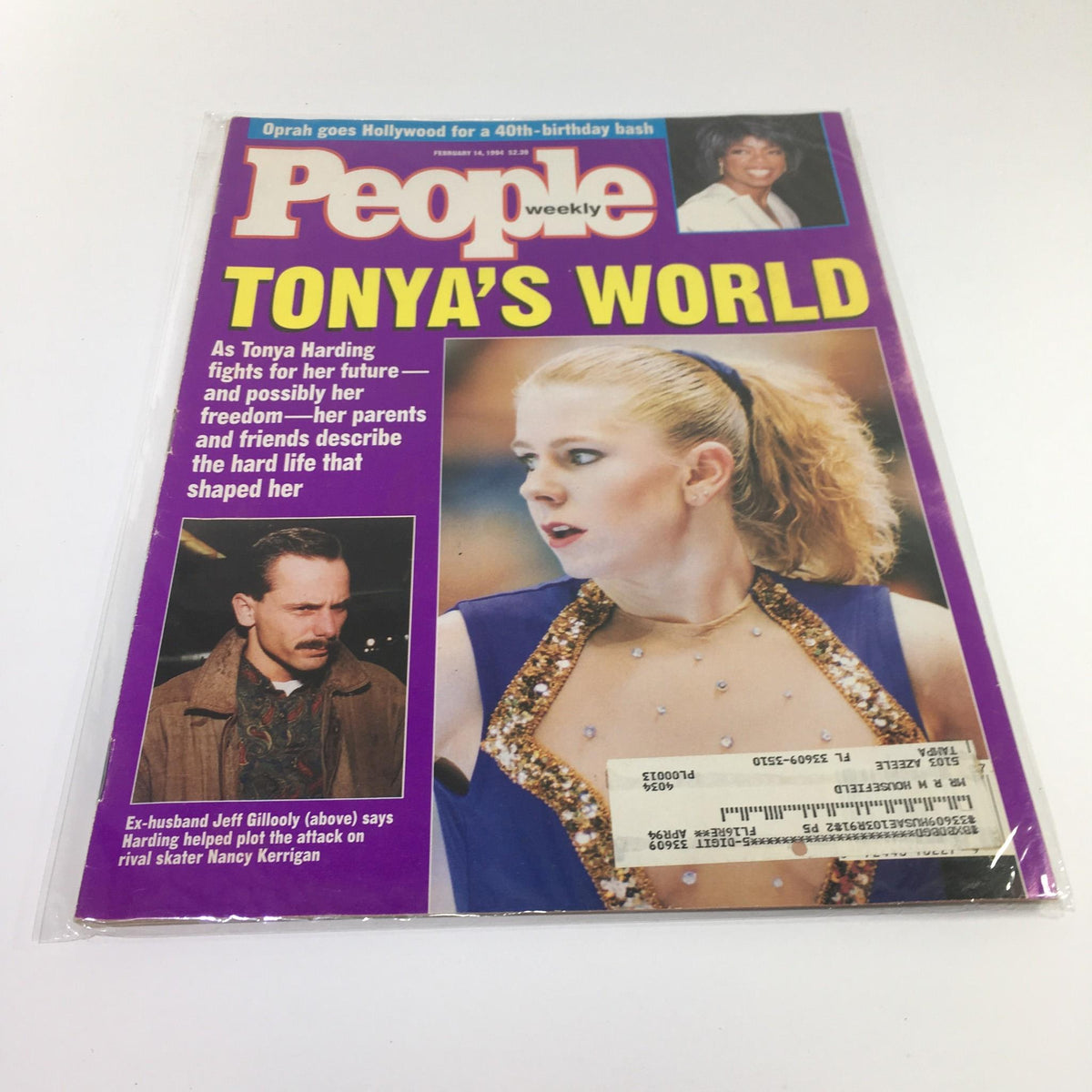 Cover of People Magazine February 19, 1994, featuring Tonya Harding with the headline 'Tonya's World', alongside her ex-husband Jeff Gillooly, highlighting the intense rivalry in figure skating.