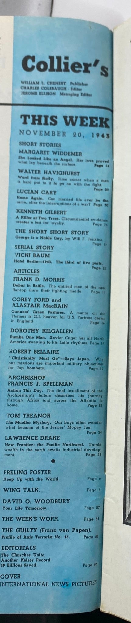 Vintage Collier's Magazine November 20, 1943 International News Pictures