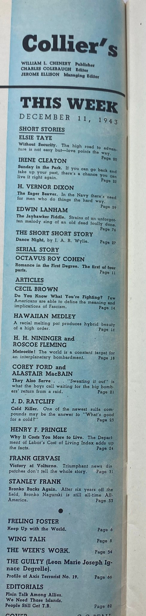 Vintage Collier's Magazine December 11, 1943 A Frank Report on The Home Front