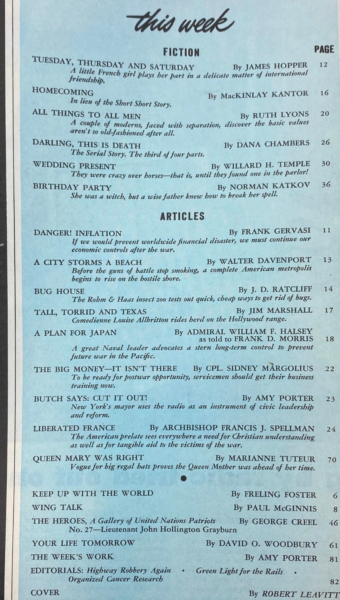 Vintage Collier's Magazine April 28, 1945 William Halsey Jr. Cover