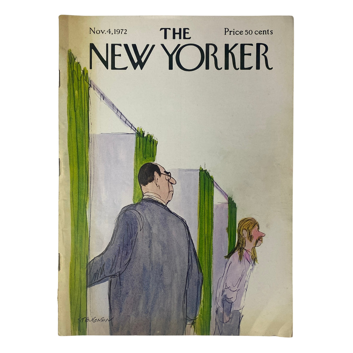 Cover of The New Yorker magazine, November 4, 1972, featuring a James Stevenson illustration, showcasing a humorous take on everyday life.