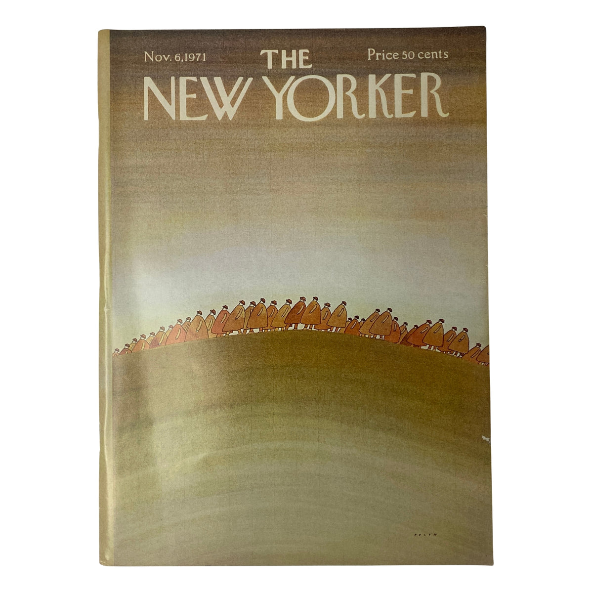 The New Yorker Full Magazine November 6, 1971 with a Jean-Michel Folon Cover, featuring a unique artistic illustration and showcasing the publication's signature blend of literary and cultural content.