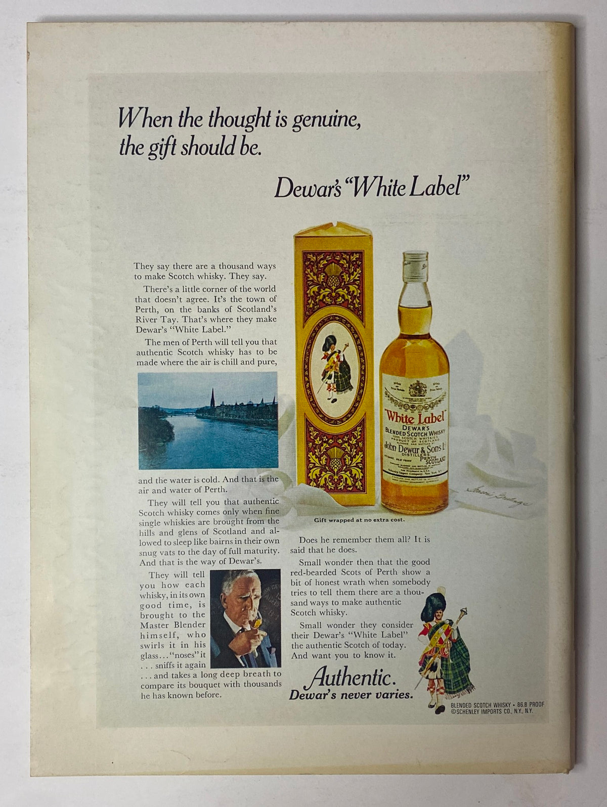 Back cover advertisement from The New Yorker Full Magazine November 13, 1971 promoting Dewar's White Label whiskey.