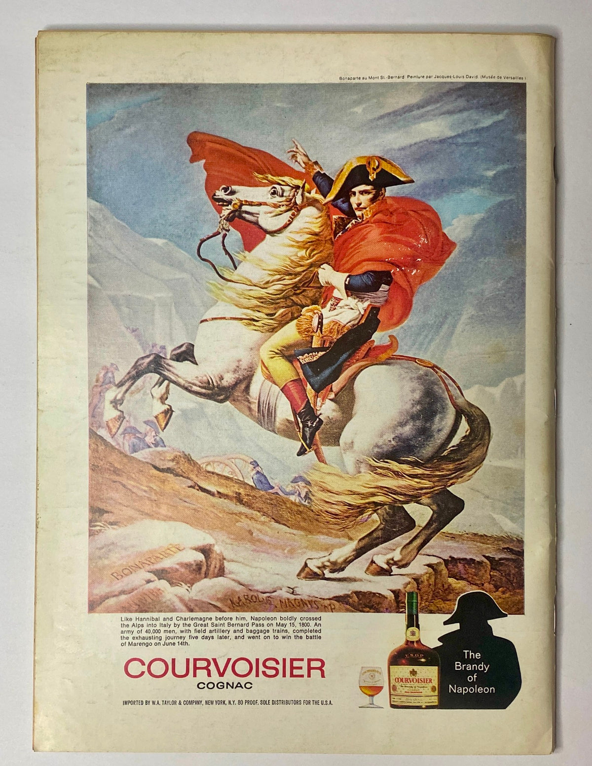 Back cover of The New Yorker Full Magazine September 30, 1972 featuring an advertisement for Courvoisier Cognac, illustrating Napoleon on horseback.
